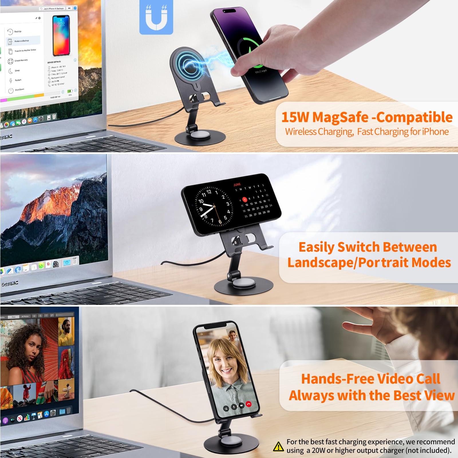 Excel, tappetino per mouse con tasti di scelta rapida con supporto per telefono girevole a 360°, tappetino antiscivolo per ufficio e giochi, tappetino extra per tastiera per computer, laptop, PC