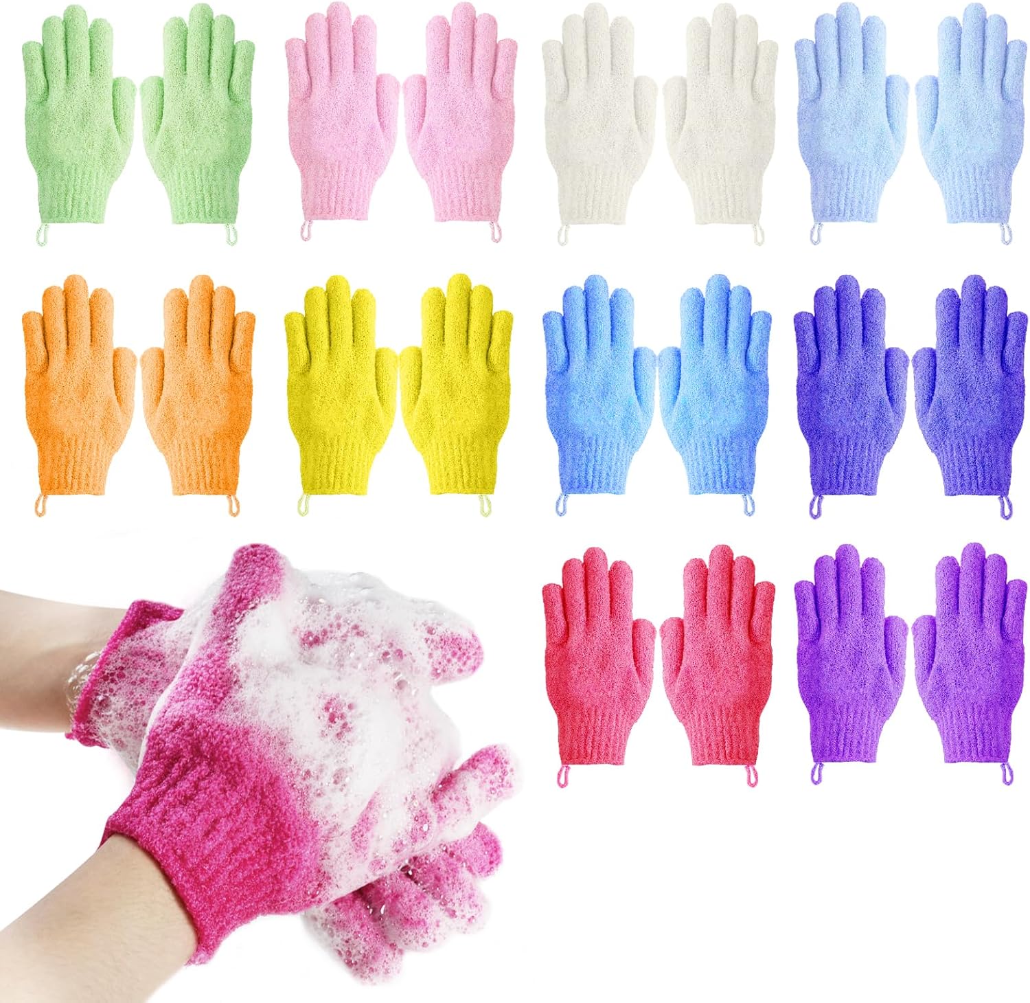 Exfoliating Gloves for Shower, 20 PCS Shower Gloves