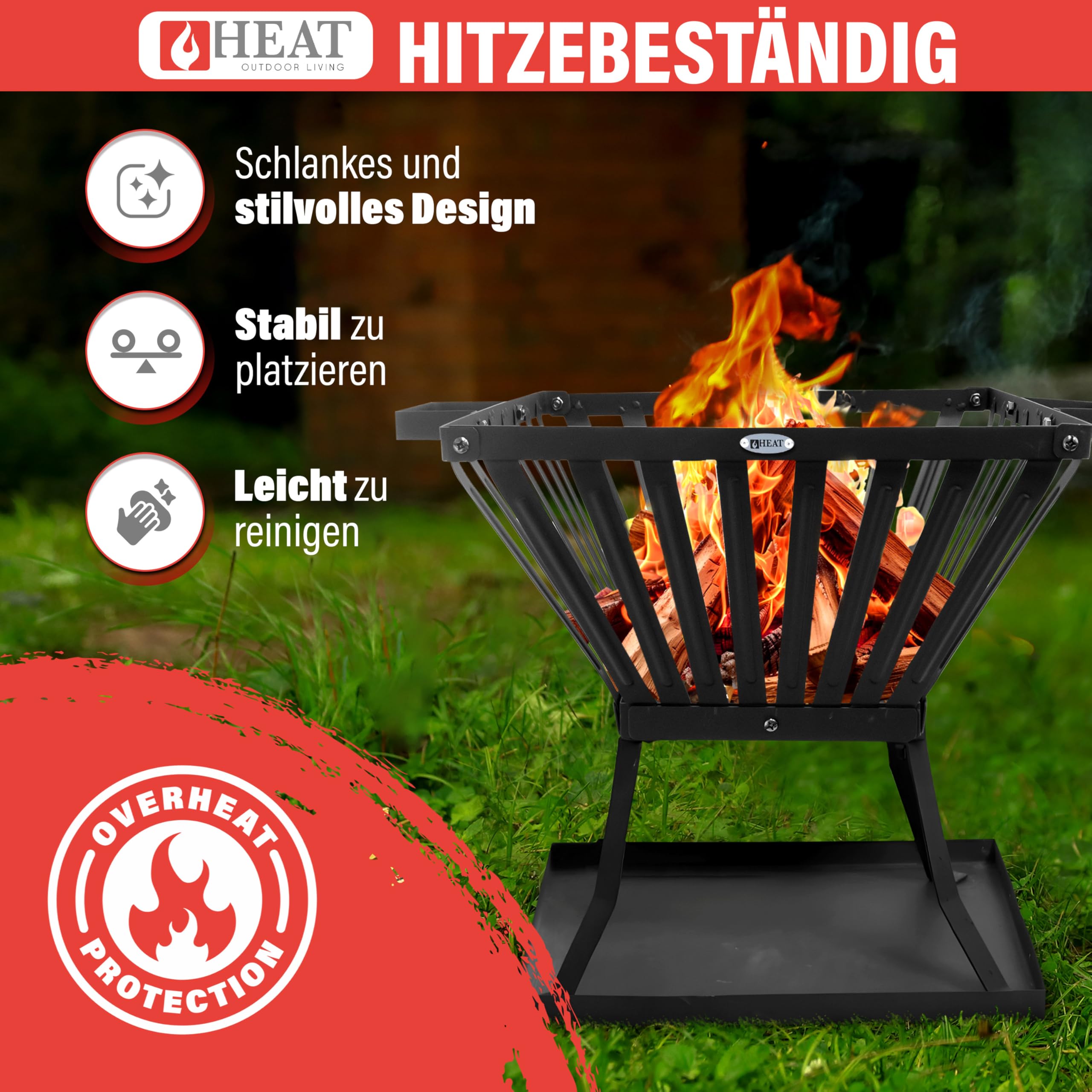 Feuerkorb - Feuerkorb für den Garten - Feuerstelle Outdoor - Feuerschalen & Feuerkörbe - Feuertonne - 40x40x45cm Schwarz