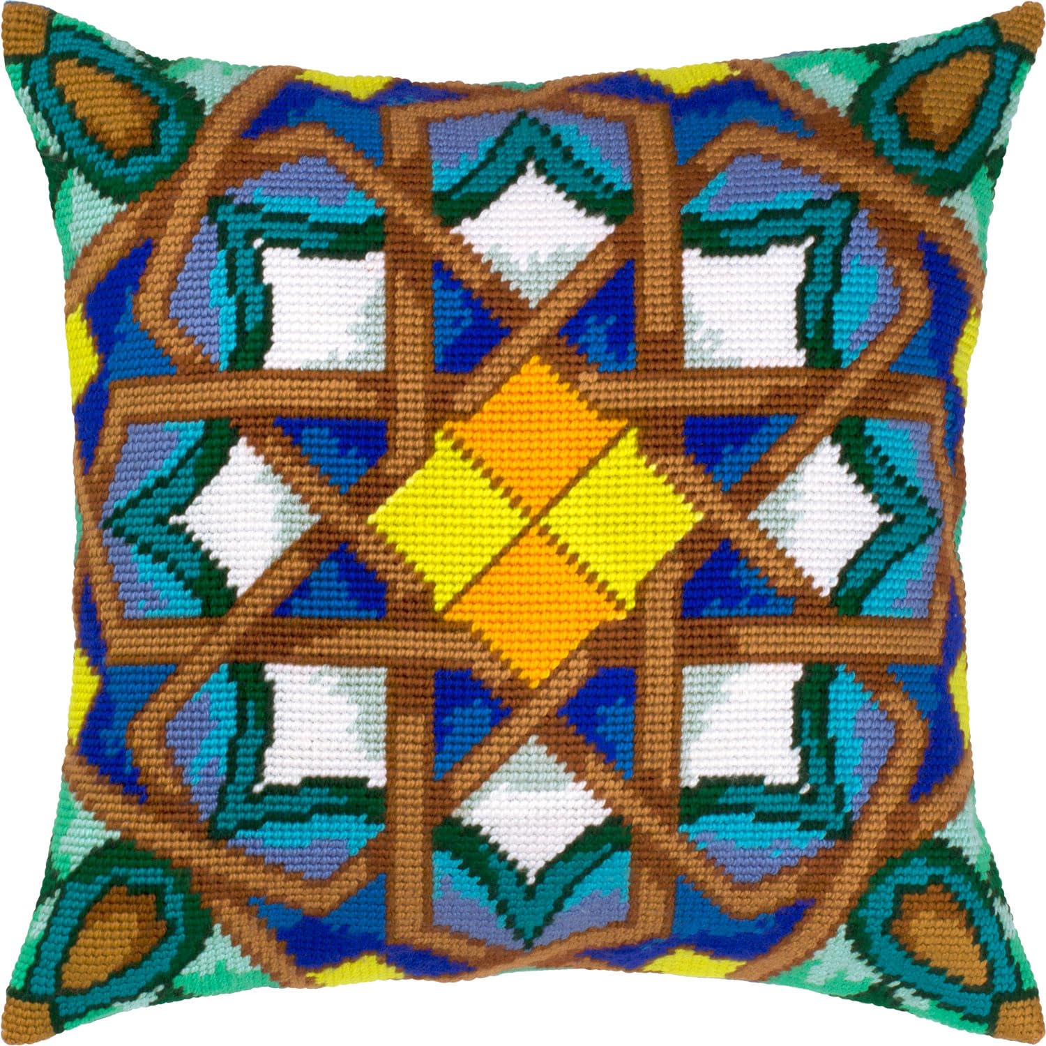Brvsk Orientalny zestaw do haftowania dla dorosłych i początkujących - Marrakesz 40 x 40 cm z wyraźnym, precyzyjnym nadrukiem na bawełnianym płótnie; zawiera 2 igły, przędzę i łatwą do odczytania