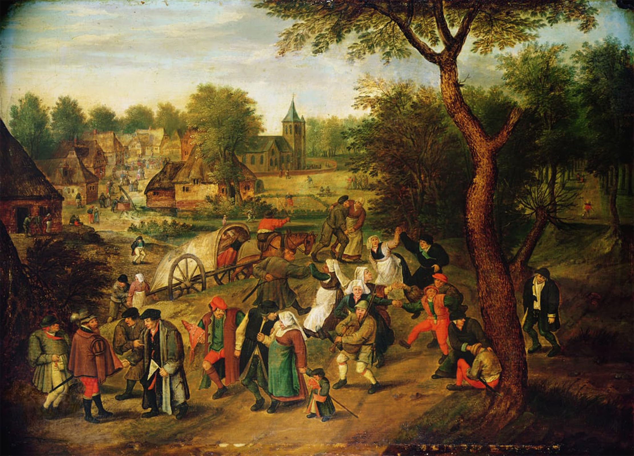 ARTXLXXBN Famous Painting Art Wall Decor Abstract Art Picture a Scene on the Outskirts of a Village by Pieter Brueghel the Younger Animal Pictures for Home Decor 60x90cm