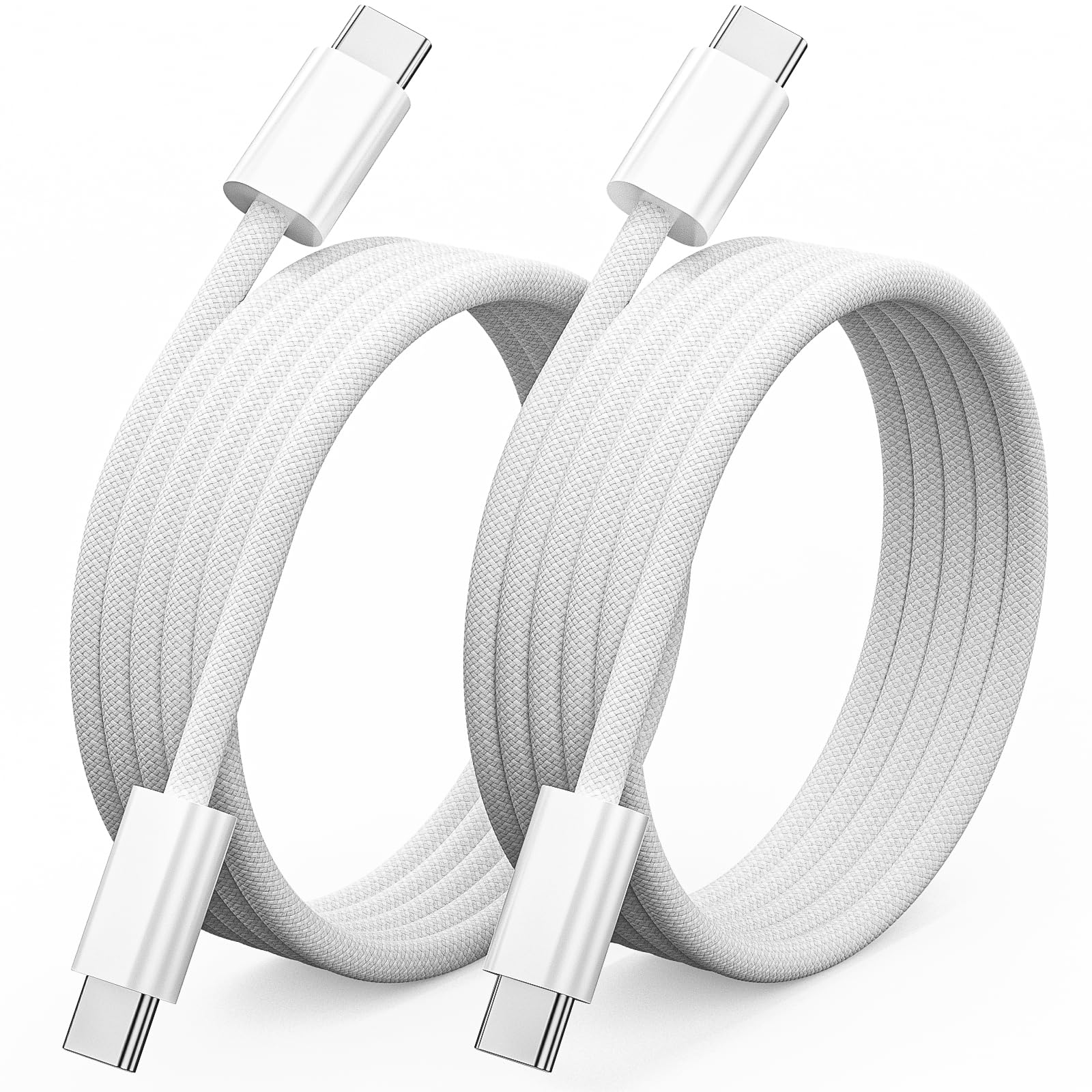 Cavo da USB C a USB C, 0,9 m, confezione da 2 cavi di ricarica rapida da 60 W in nylon intrecciato tipo C, cavo di ricarica USB C per iPhone 17 16 15 Pro Max/iPad Pro/Air