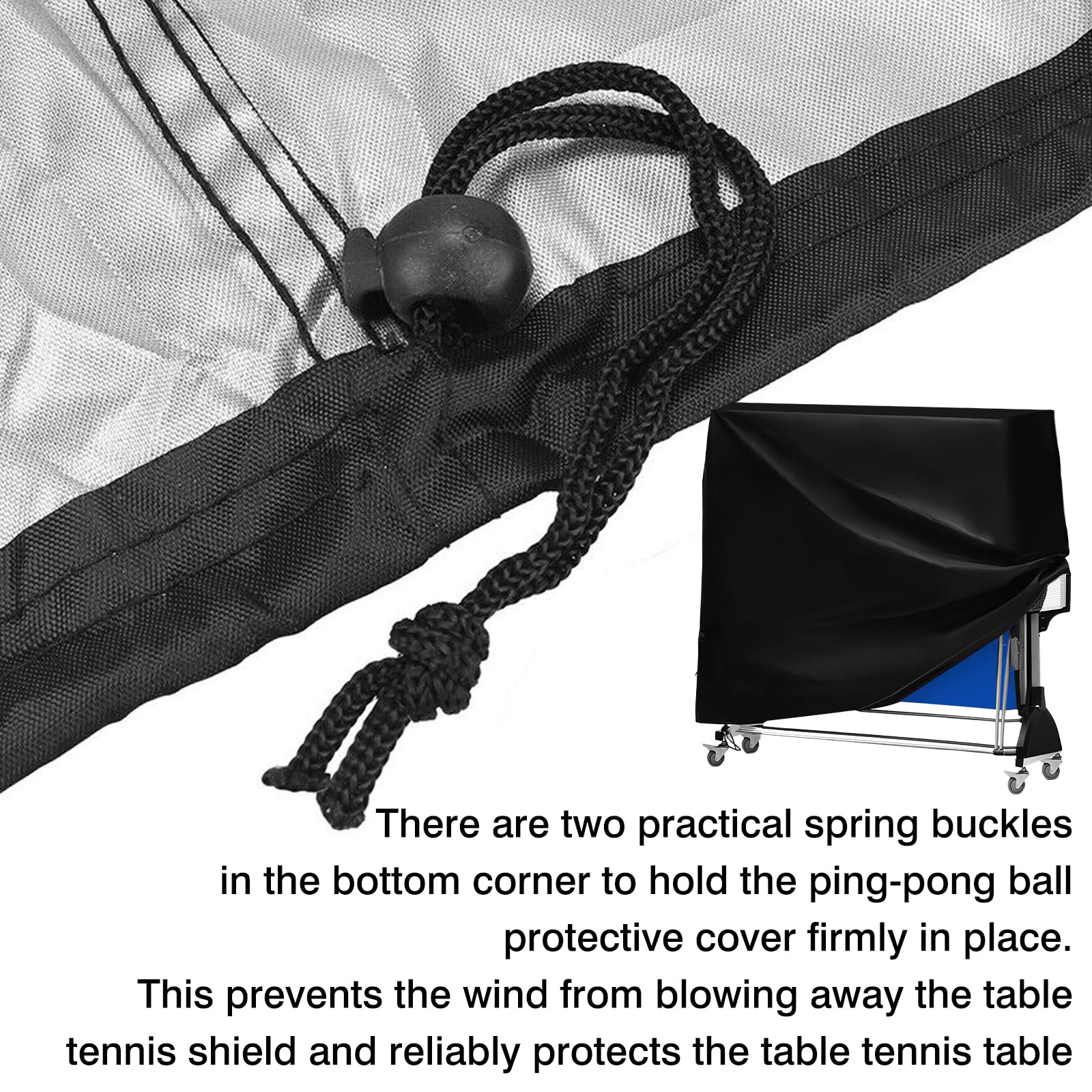 Housse imperméable WIYETY pour table de ping-pong 185x70x165 cm protection UV intérieur extérieur