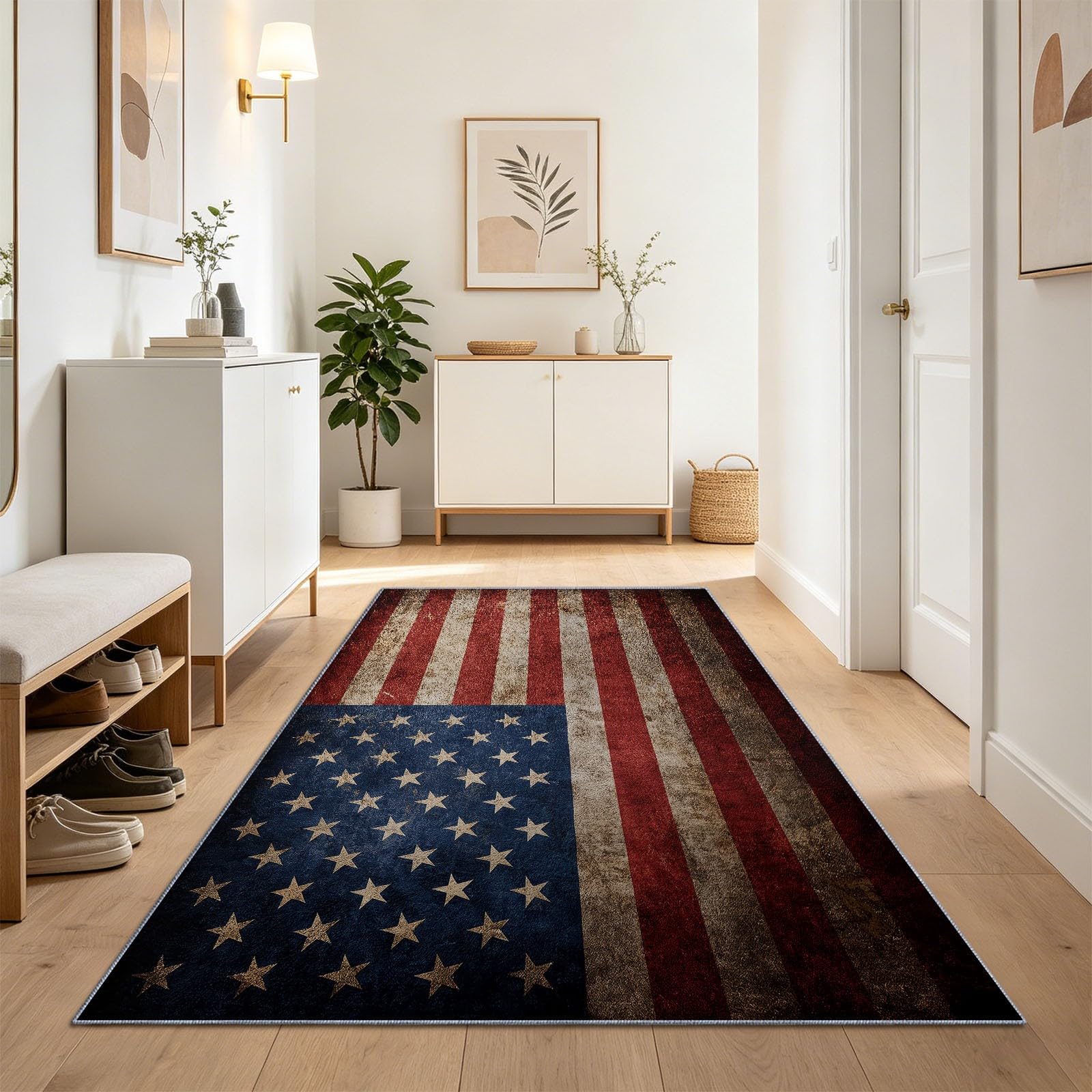 Tapis de cuisine vintage à rayures pour dynamiser l'entrée
