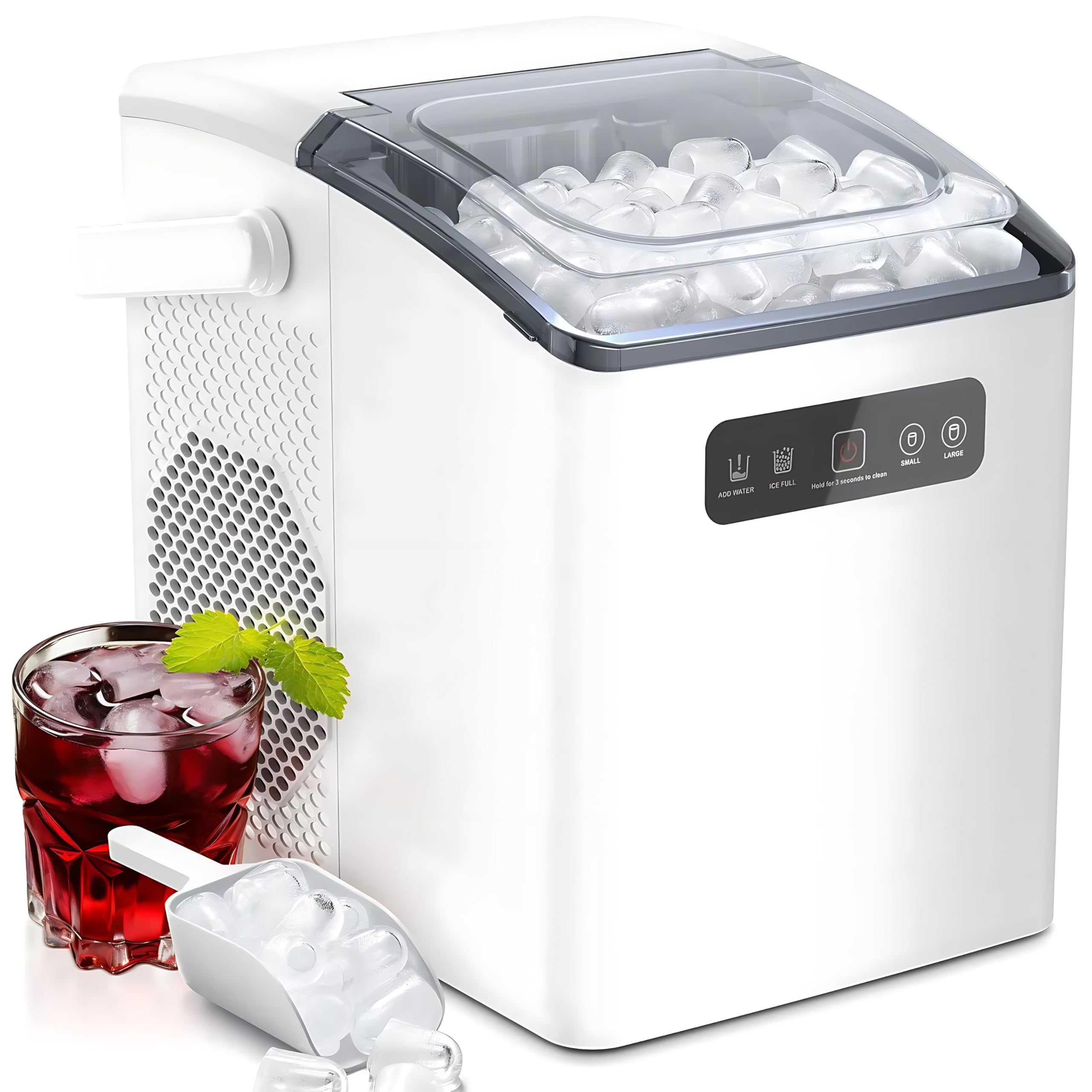Macchina per produttore di ghiaccio, produttore di ghiaccio portatile completamente automatico - 12 kg/24 ore, produce 8 cubi in 6 minuti, autopulente e rumore basso, con pala di ghiaccio per casa