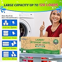 Vista 4 de HOMERHYME Sábanas de detergente para ropa – Fresh Linen 120 Cargas de detergente para ropa sucia a granel, detergente de viaje a granel, ecológicas