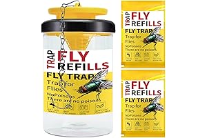 Reusable Outdoor Hanging Fly Trap Bottles with 2 Natural Bait Refill
