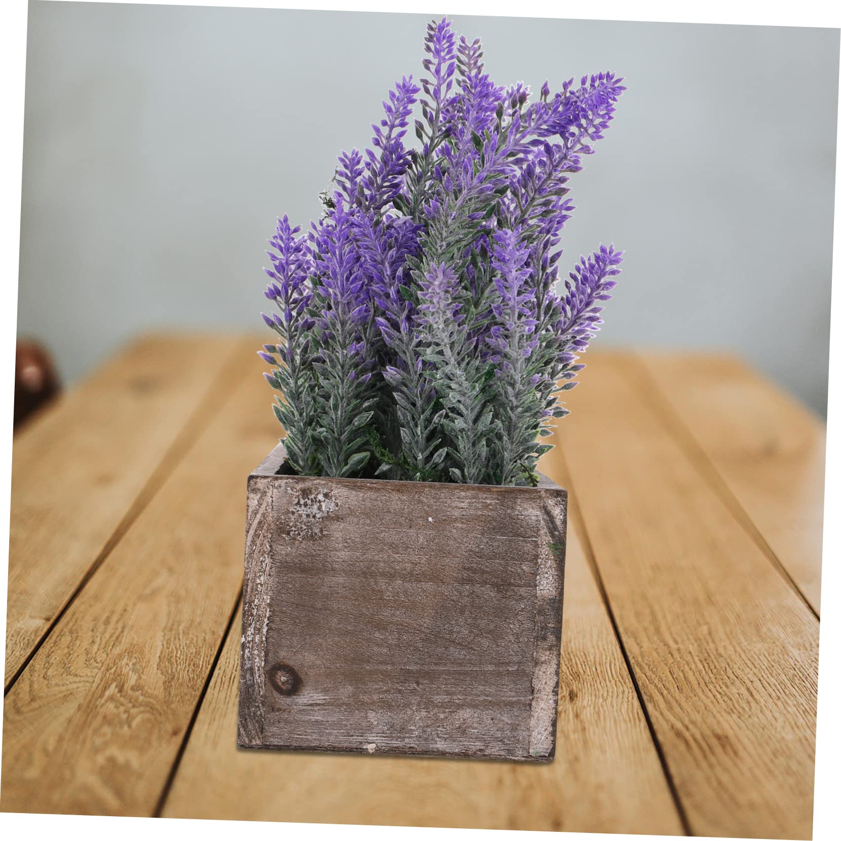 OUNONA Künstlicher Lavendel Bonsai im Holztopf, Naturgetreue Deko