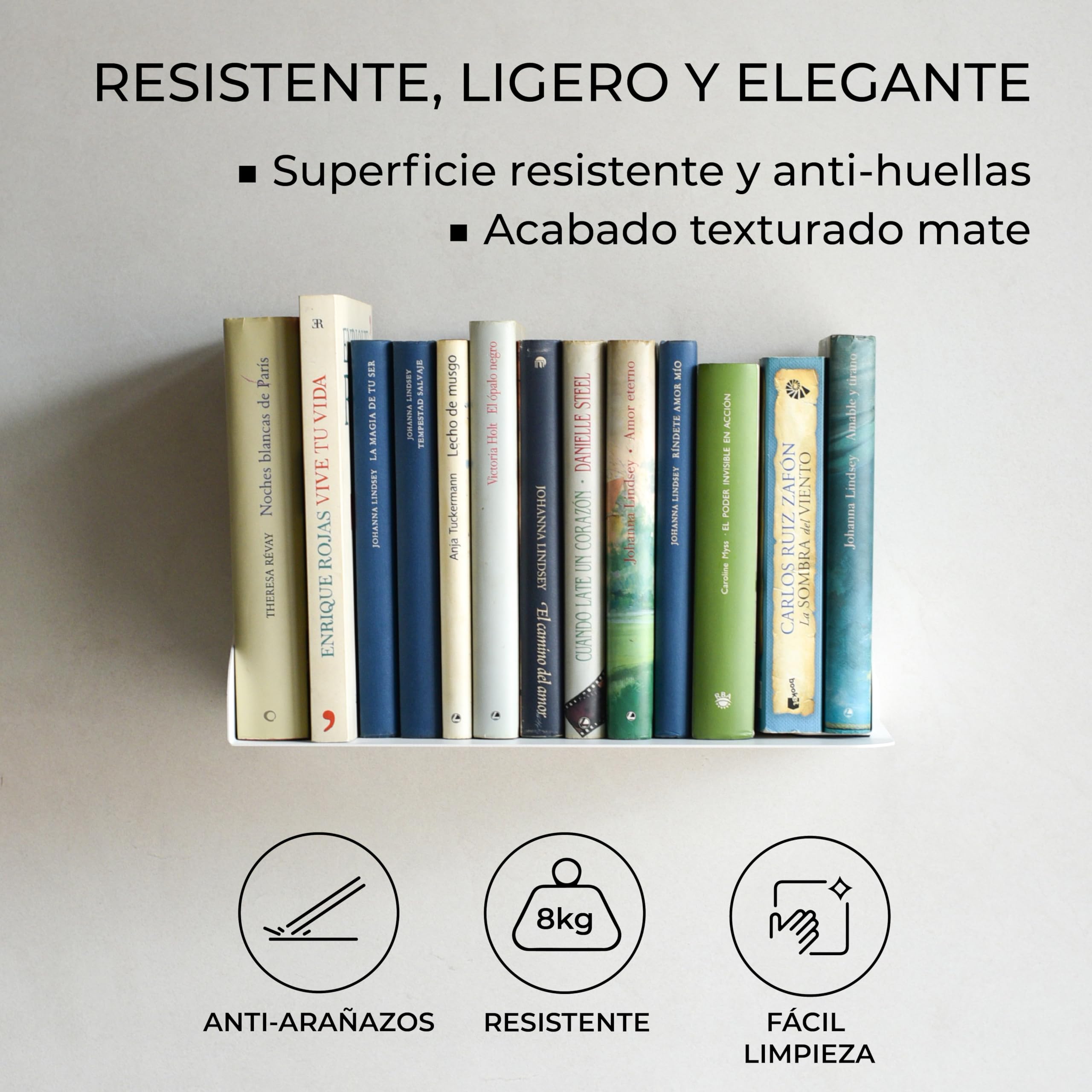MILUKA Libreria Estanteria Pared, Set 2 Baldas Flotantes, con Sujetalibros