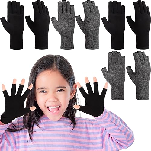 4 Pairs Kids Compression Gloves Fingerless Arthritis Gloves Kids Compression Hand Gloves For Boys Girls Carpal Tunnel