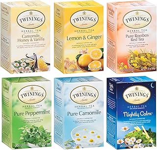 Twinings Herbal Tea Bags Variety 6-Pack – Naturally Caffeine-Free Teas, ...
