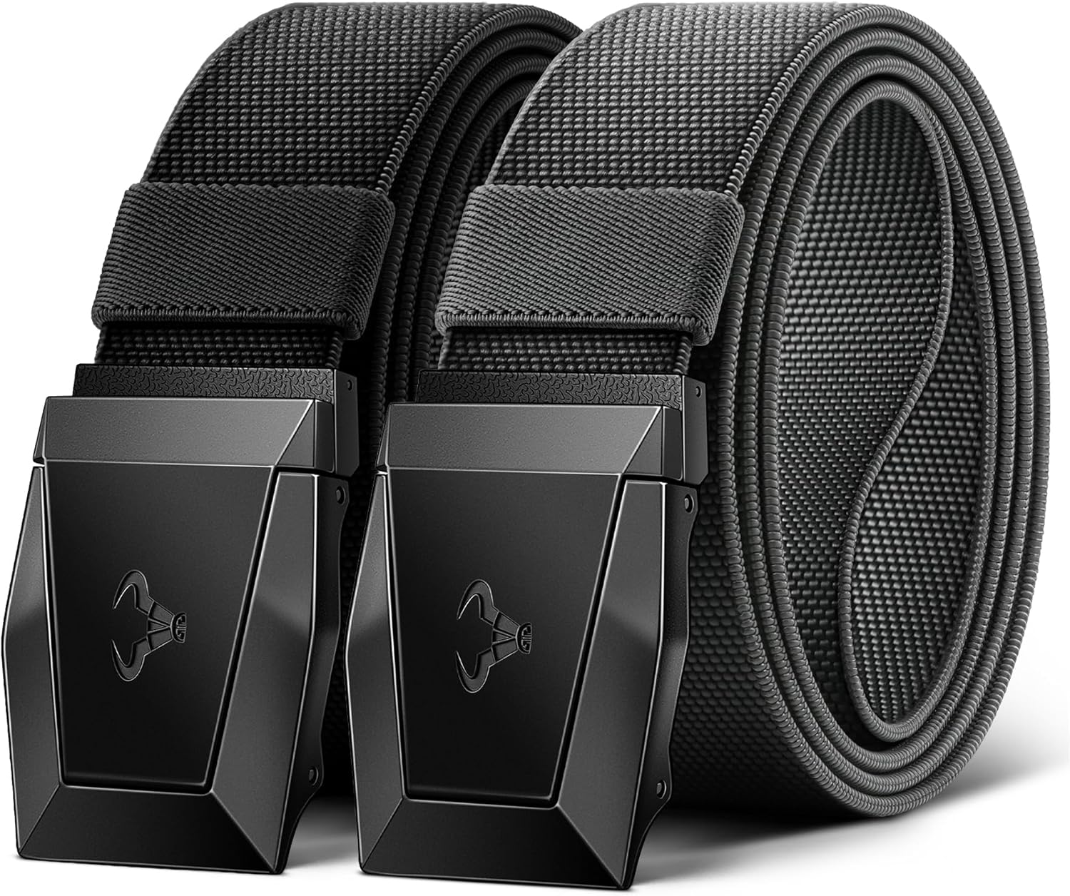 BULLIANT Men's Nylon Web Holster Belt 2-Pack - Quick Release Stretch Belt for Outdoor Work, Sports, Hunting, Hiking