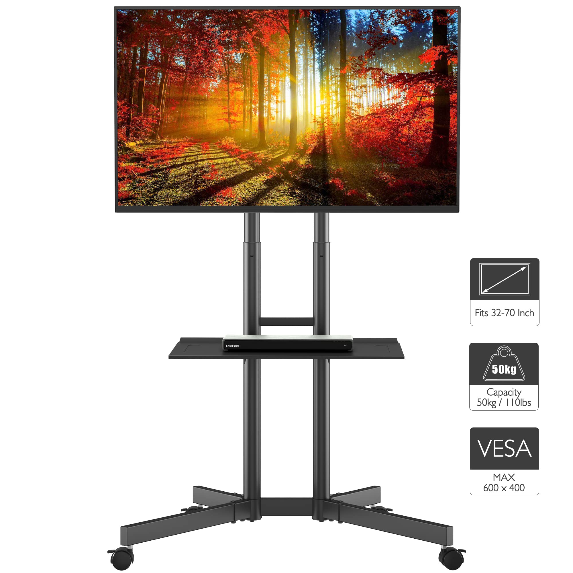 BONTEC Mobile TV Stand on Wheels for 3270 inch LCD LED OLED Flat