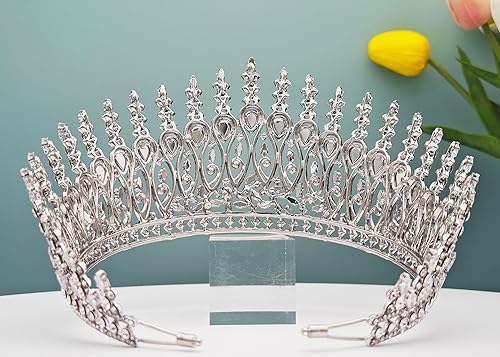 Miniatura 4 de Tiaras altas de boda para novia, coronas grandes de reina con circonita cúbica 5A, diadema de princesa con circonita cúbica para novia, corona