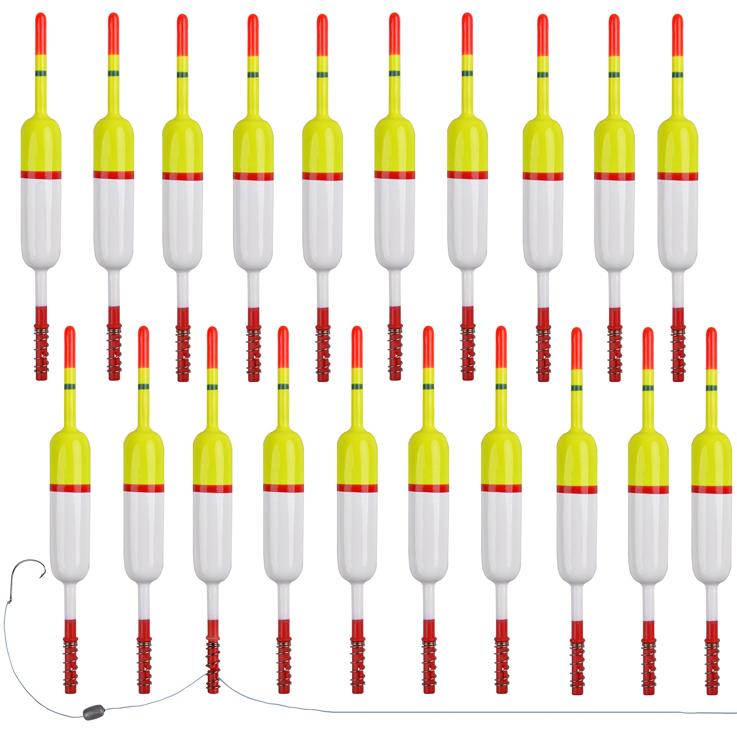 Slip Bobbers Fishing Floats and Bobbers Wood Slip Bobbers for Crappie Fishing Bobbers Spring Slip Bobbers Fishing Float Catfish Panfish Walleyes Fishing Tackle Accessories, 587# 20pcs