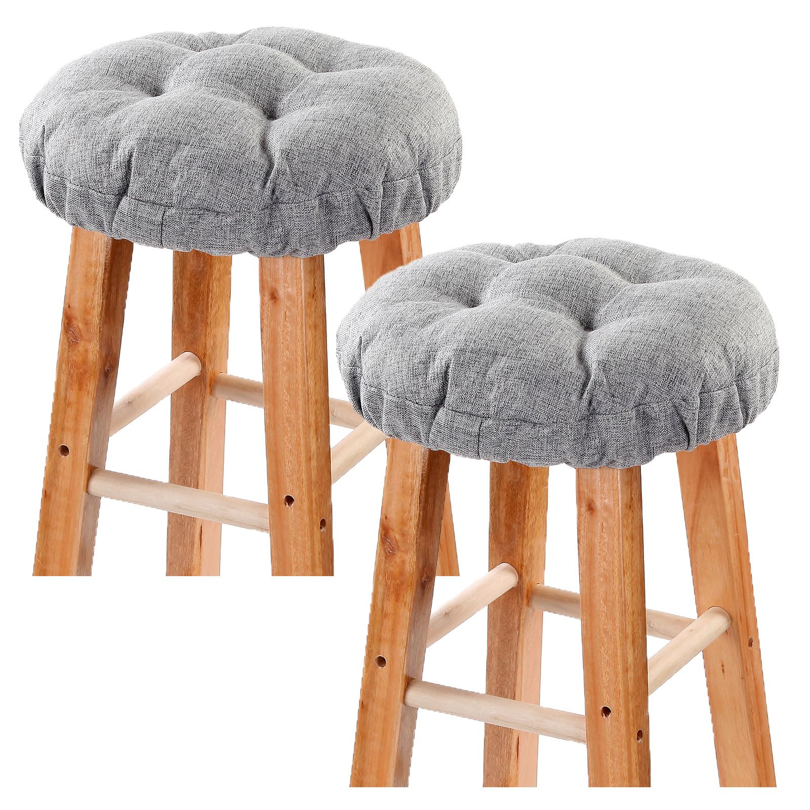 Bar Stool Covers Set of 2, Stool Covers Round with Elastic Band Pad, Soft Stool Seat Covers, Nonslip and Washable, 12 Inch, Grey