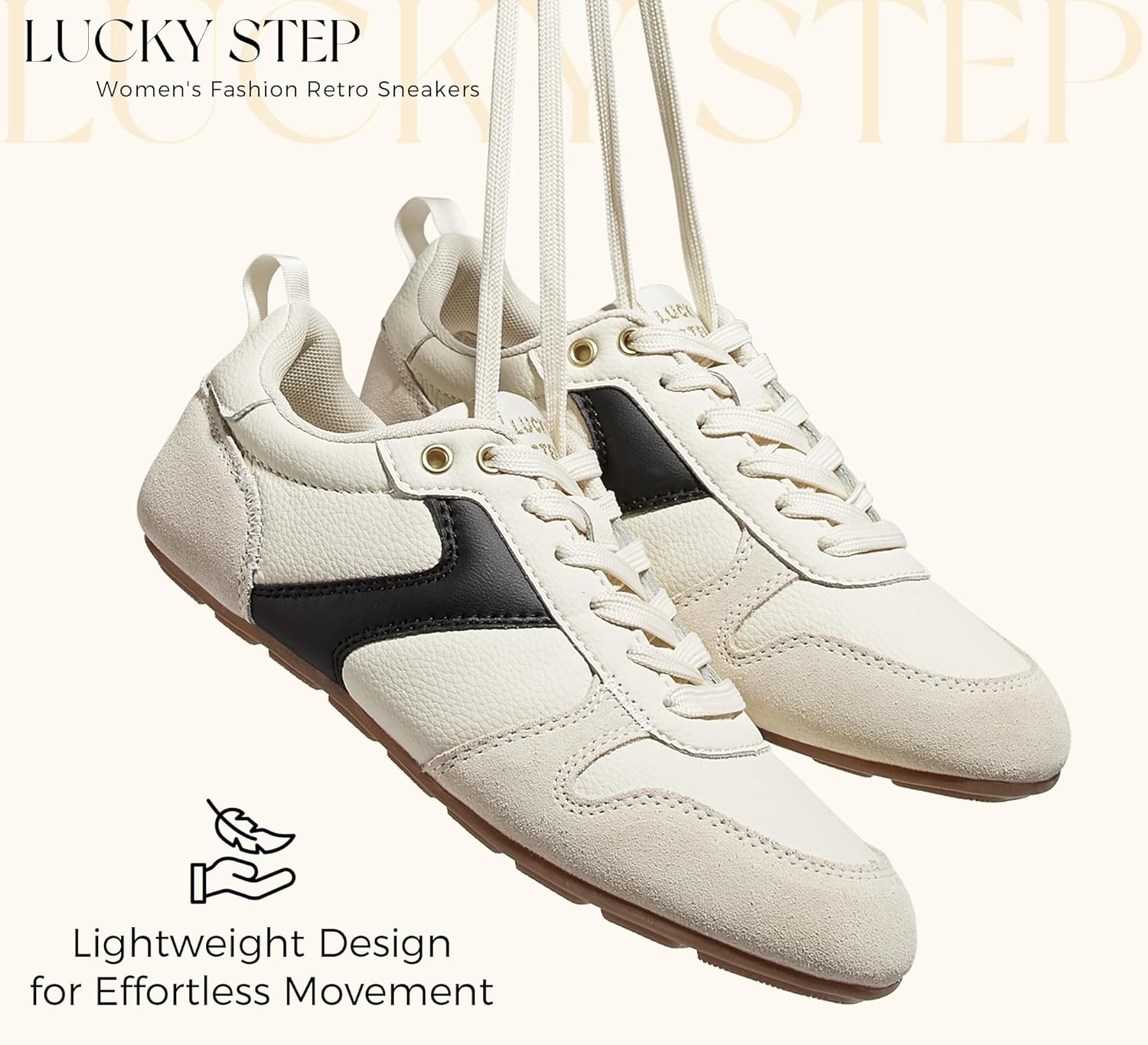 LUCKY STEP Women's Retro Fashion Sneakers Thin Sole Tennis Casual Anti-Slip Cow Suede Running Trainer Gym Trendy Classic Comfortable Lightweight Walking Shoes - Image 4