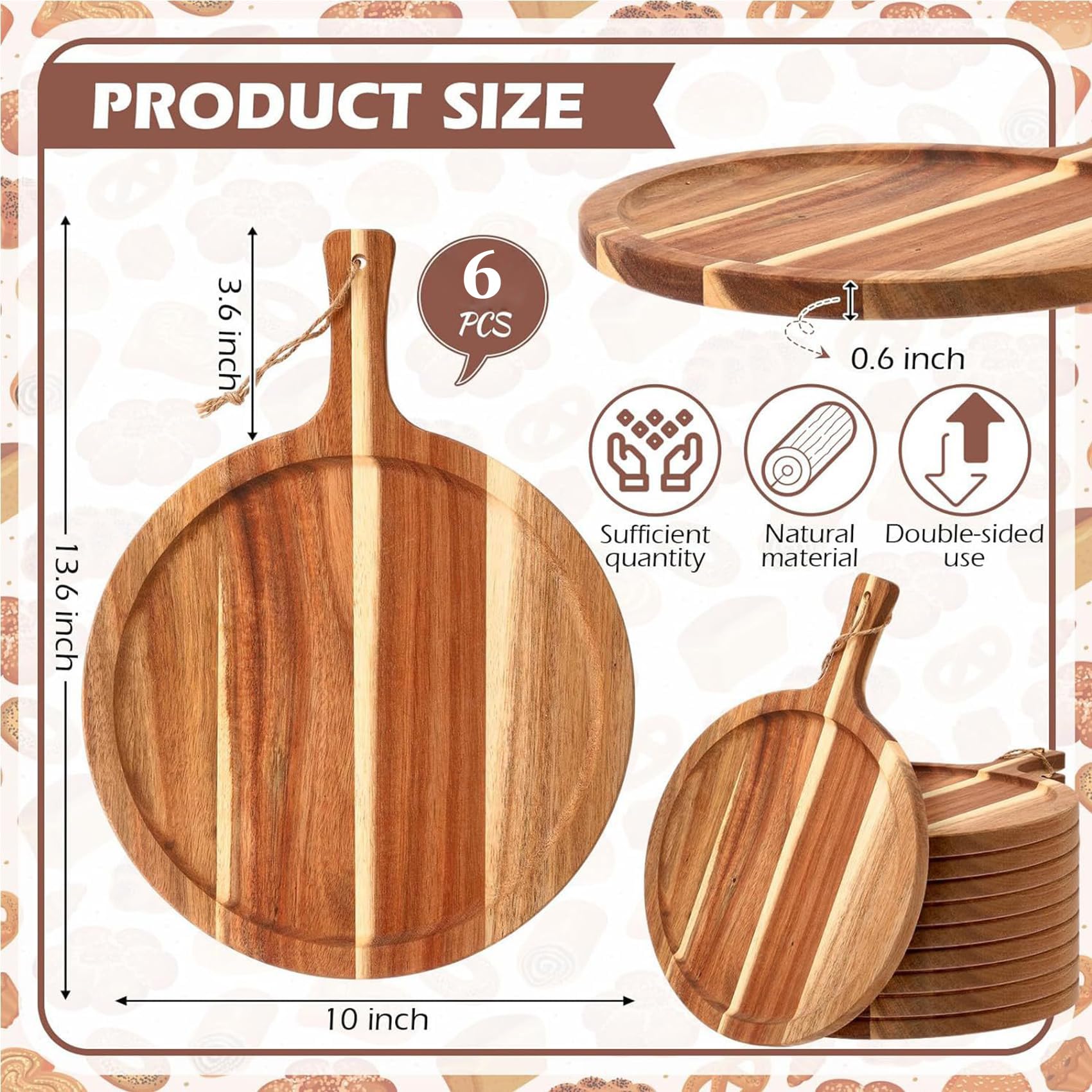 Tablas de Charcutería Tablas para Picar Madera de Acacia Bandeja Queso Set Tabla de Queso Tabla de Aperitivos con Mango Tabla Cortar Cocina Tabla Madera Aperitivos Tabla de Pizza Bandeja de Servir