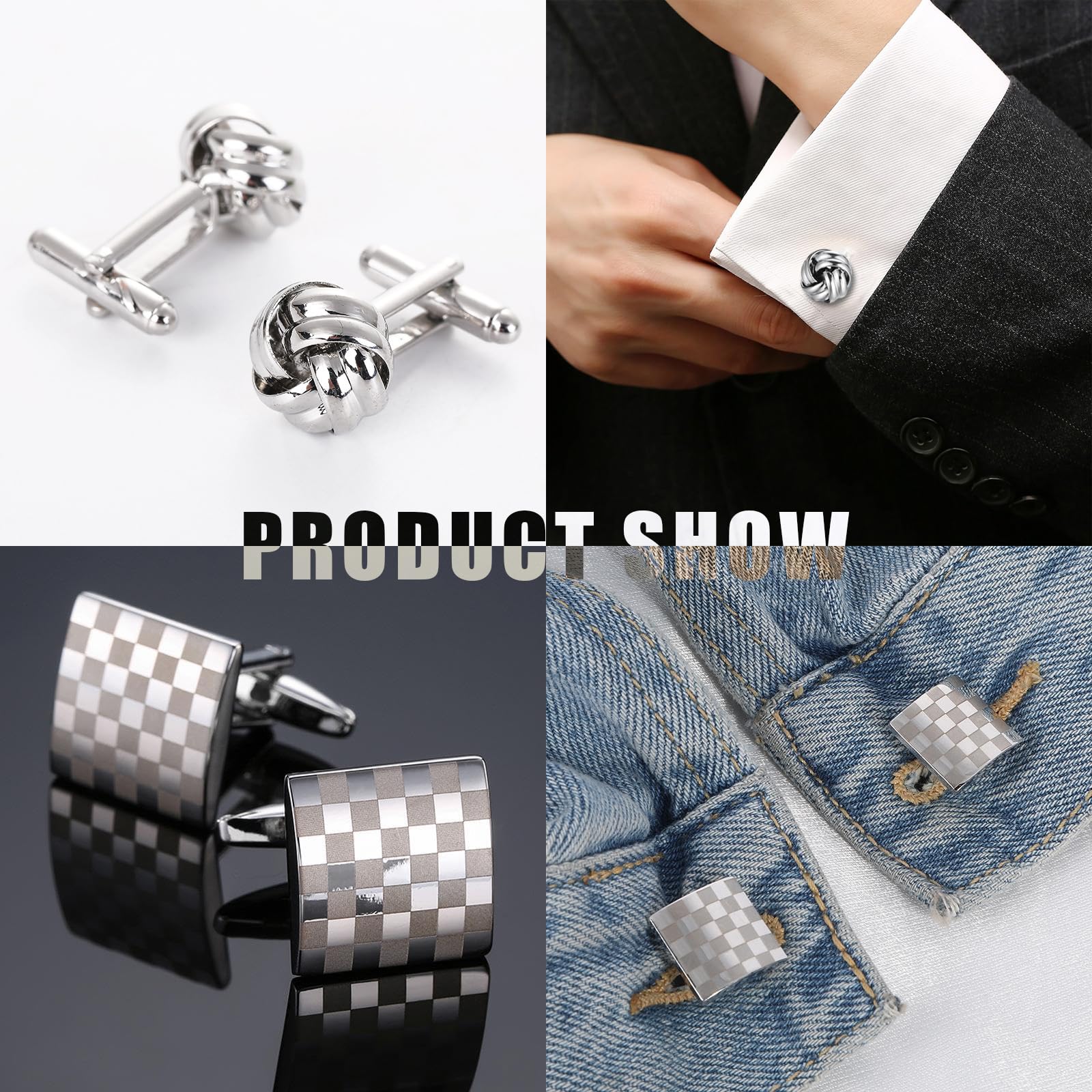 DKDDSSS 6 par spinek do mankietów dla mężczyzn, spinki do mankietów dla mężczyzn, czarne paski spinki do mankietów, modne spinki do mankietów w paski retro, na wesele, przyjęcie, biznesowe, smokingi