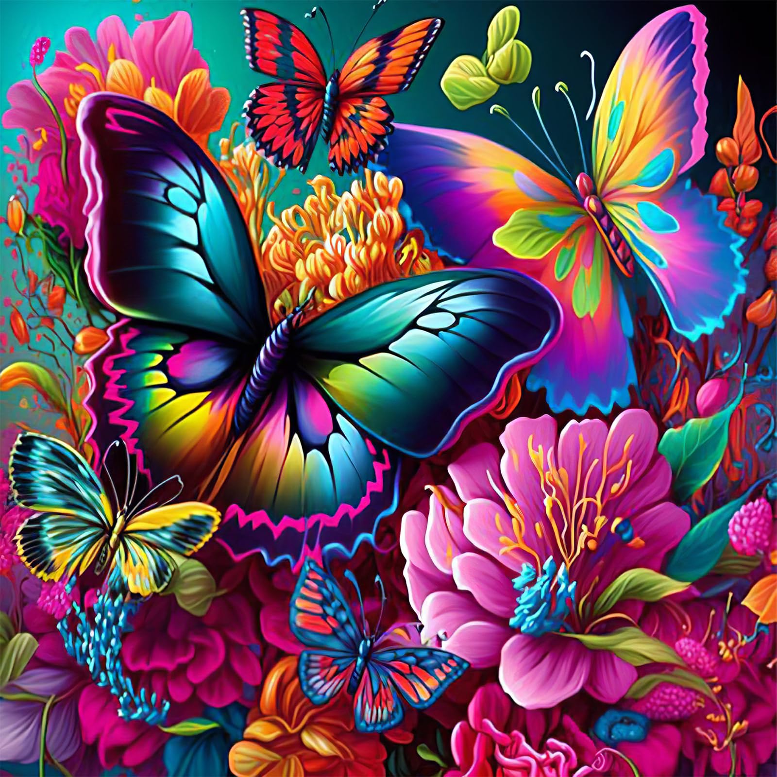 HEIBAGO 5D DIY Diamond Art Painting Kits for Audlts Full Drill Butterfly Diamond Painting for Beginners Rhinestone Embroidery Diamond Dots Set Flowers Gem Art Crafts for Home Decor 30x30cm