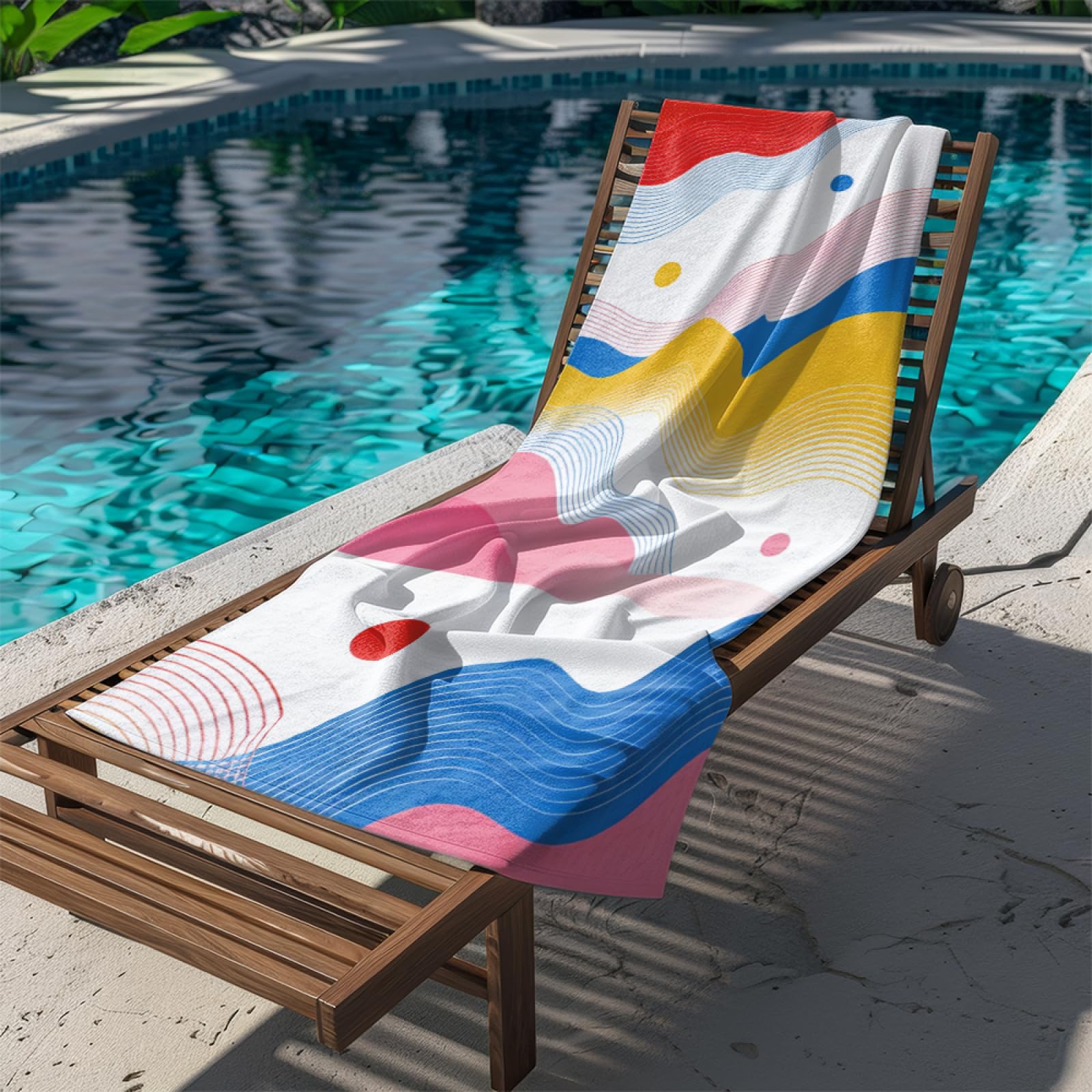 Fouta PlageOndes Bleues Modèle Surdimensionné avec Diverses Tailles, Respirante et Portable, Parfaite pour Voyages Sorties Piscine et Usage Extérieur Quotidien 90x160 cm