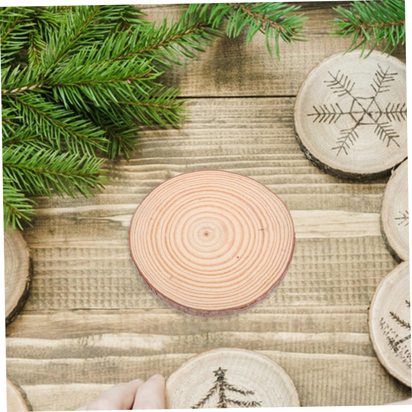 SHINEOFI 12piezas Decoración de Madera de Pino Redonda sin Pintar Rodajas de Madera Natural para Manualidades Rodajas para Pintar Grosor para Proyectos de Bricolaje y Decoración de Hogar