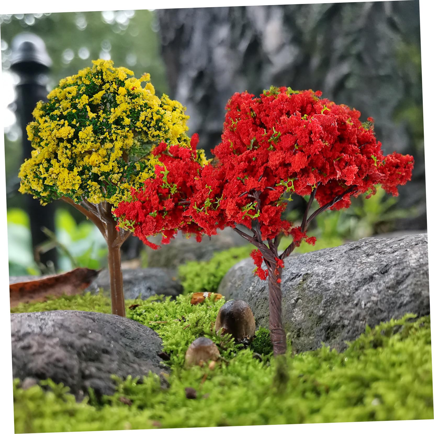 BESPORTBLE 4zestawy Miniaturowych Akcesoriów Do Ogrodu Wrzośca Elementów Plastikowe Dekoracje Do Terrarium Miniaturowe Drzewka i Kamienie Urokliwych Krajobrazów