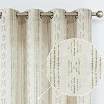 Jinchan 95% Rideaux de Boho noir 84 Inches Long pour Chambre Noir sur Beige Géométrique Imprimé Grommet Top Chambre Darkening Thermal Insulated Fenêtre Draps 2 Panneaux