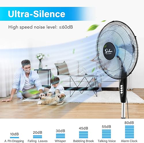 Miniatura 4 de Simple Deluxe Ventilador oscilante de pedestal de 16 pulgadas y 3 velocidades ajustables para interiores, dormitorio, oficina en casa, sala de estar