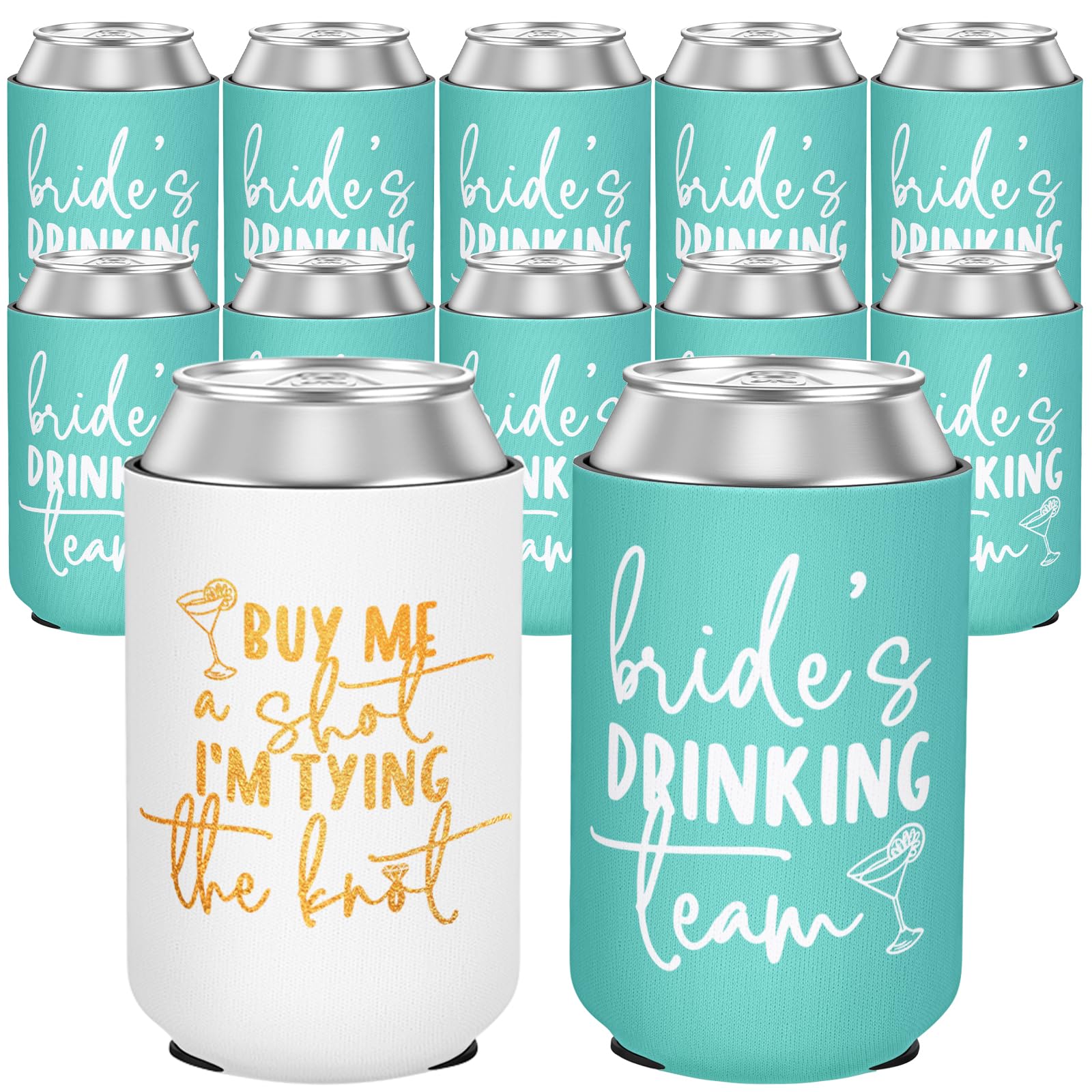 Bachelorette Party Neoprene Can Coolers, 12 Pack Funny Bridal Shower Insulated Drink Sleeves for Bridesmaid Gifts Bachelorette Accessories