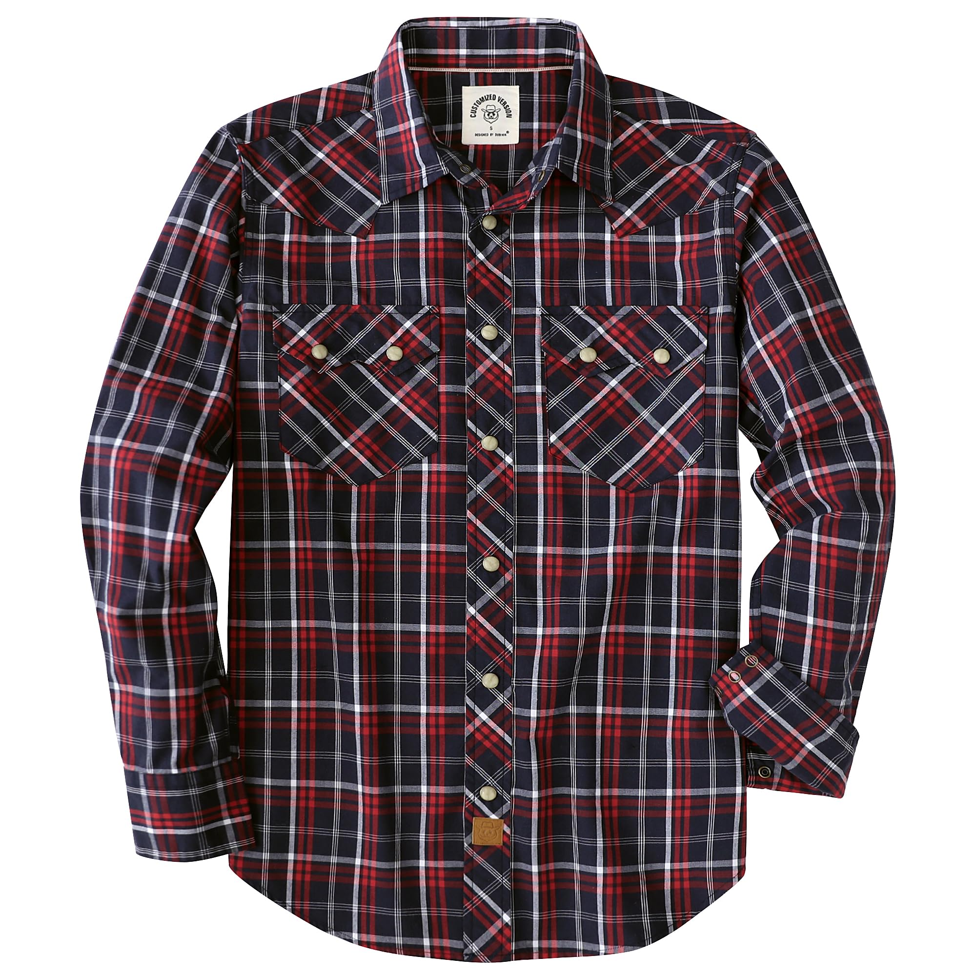 Dubinik® Freizeithemden Für Herren Westernhemd Druckknöpfen Cowboy Kariertes Baumwolle Comfort Fit Langarm Arbeitshemd