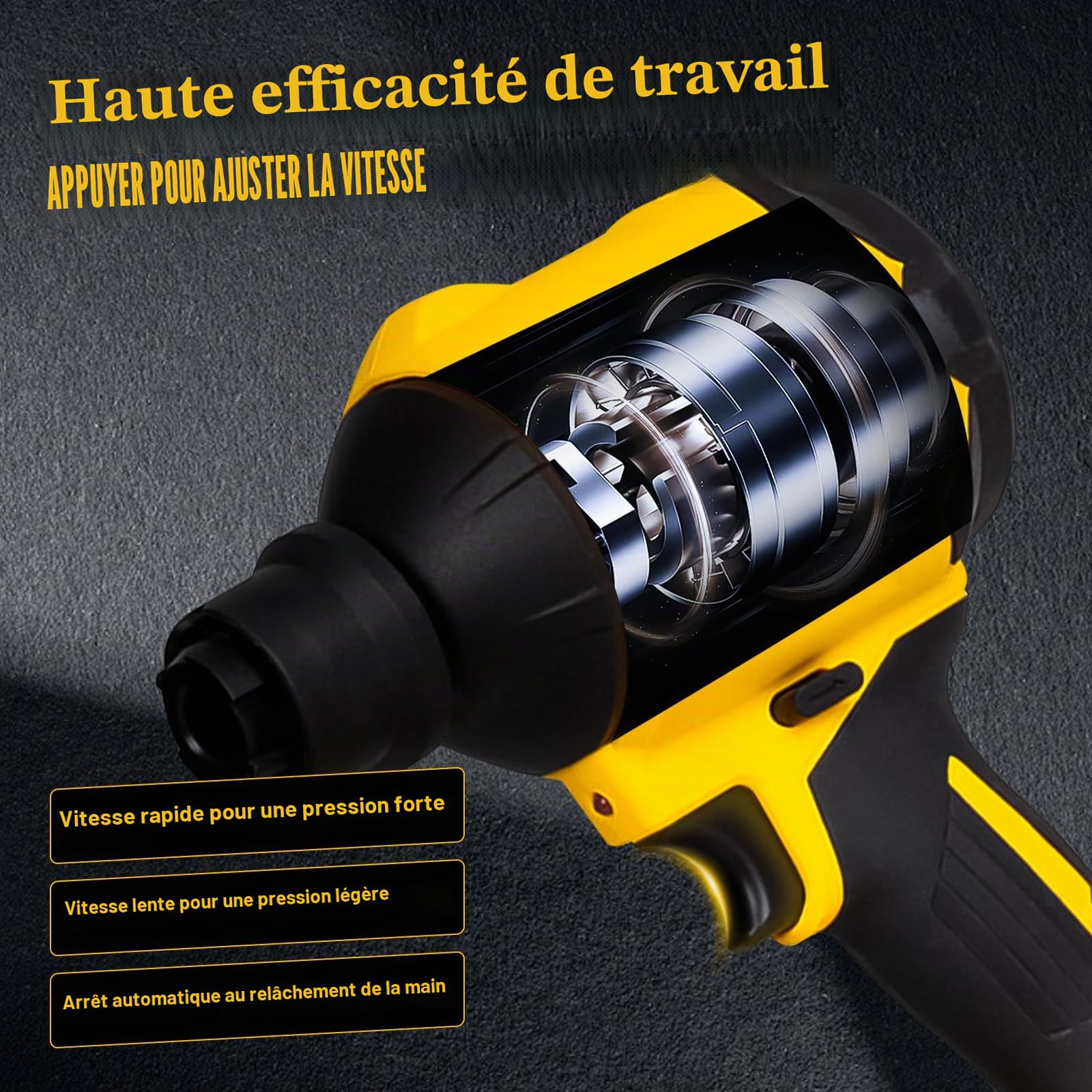 Souffleur à poussière sans fil pour batterie Dewalt 18 V/20 V, souffleur portatif 1000 W à air comprimé, moteur à vitesse continue, lumière LED, 720 km/h et 8 buses (sans batterie)