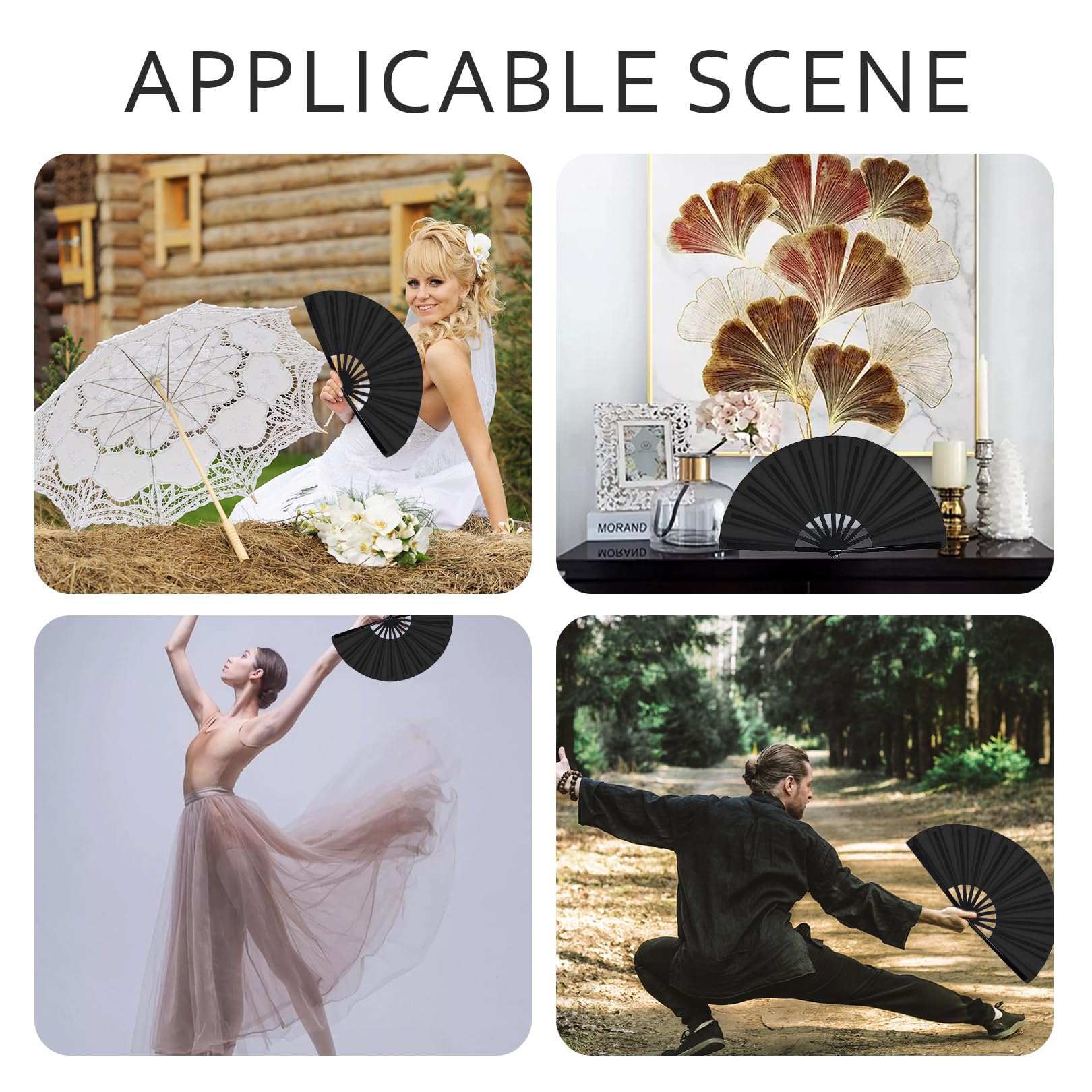 Notoke Handfächer Schwarz - Chinesischer Faltfächer Aus Seide