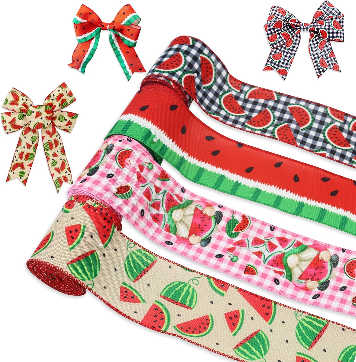 Amazon.com: Wired Edge Watermelon Print Summer Picnic Ribbon ...