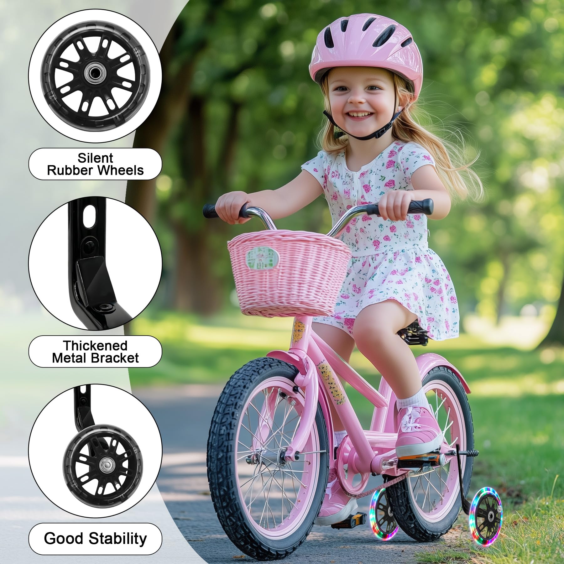 VEEKAY Ruedas de apoyo para bicicleta infantil Estabilizadores Ruedines Universal 12 14 16 18 20 Pulgadas