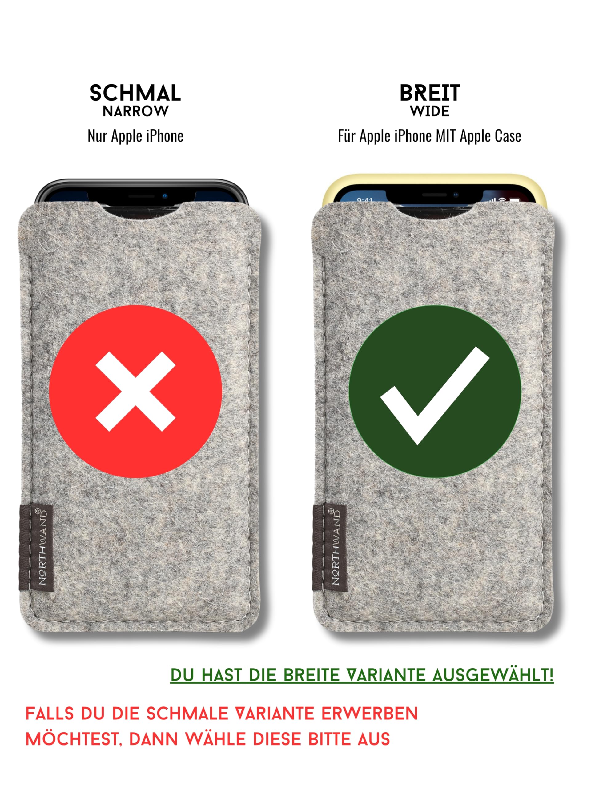 NorthWand Wide Case for iPhone 17, 17 Pro, Air. iPhone 16, 16 Pro, 16e WITH Apple Case. Bag - Image 3