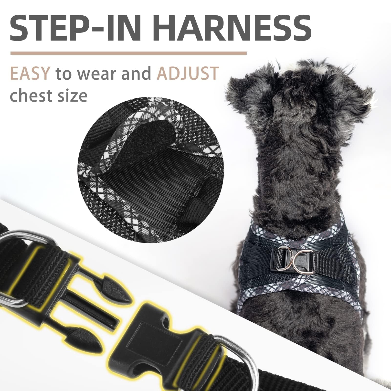 PUPTECK Step-in Dog Harness Small Dog No Pull Vest and Lead Set for Puppy Cats Outdoor Walking Black S - Image 4