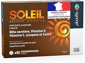 Soleil, Autobronzant Gelule. Accelerateur de bronzage avec Bêtacarotène, Sélénium, Lycopène, Vitamines. Autobronzant 80 comprimés activateur et preparation. Agocap