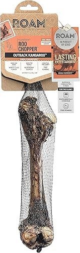 Roam Pet Treats Roo Chopper Outback Kangaroo Femur Bone Masticable para perro, un solo ingrediente, totalmente natural, sin granos y sin gluten
