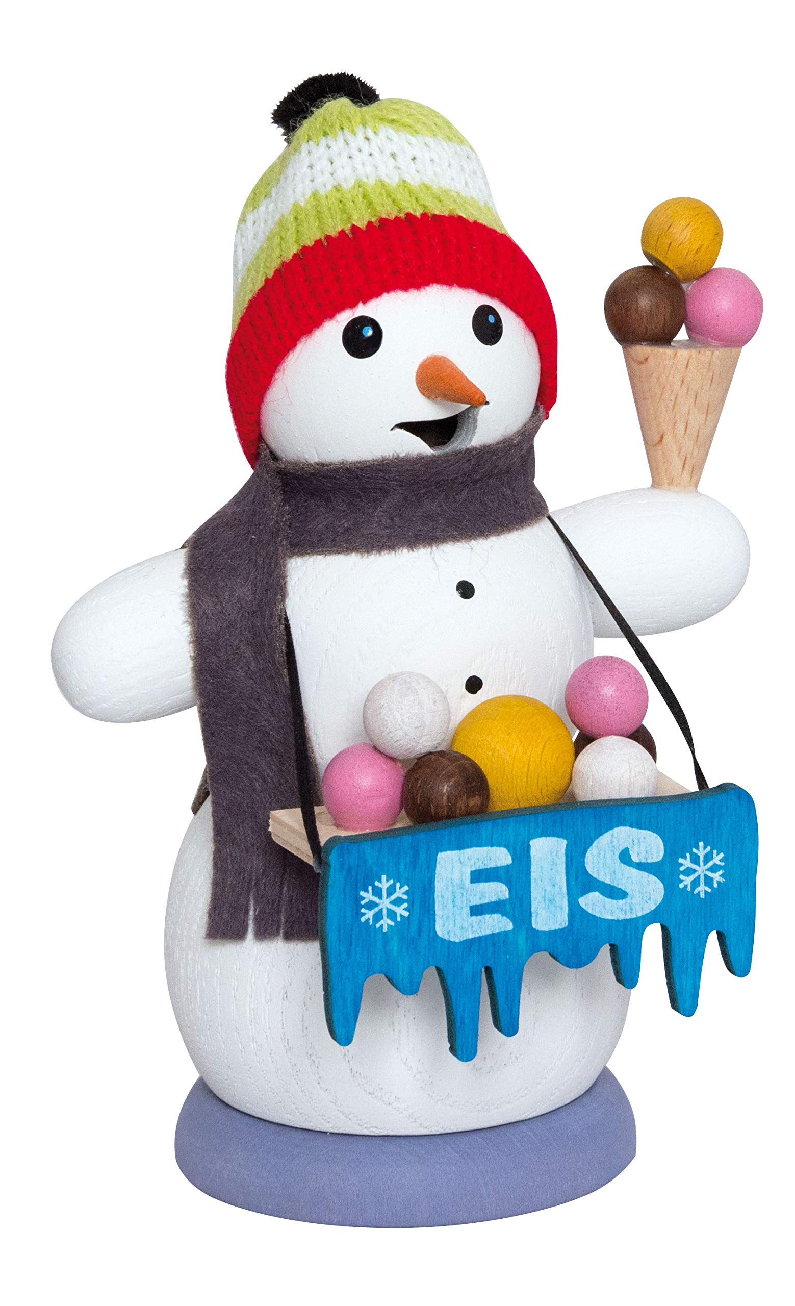 Kuhnert - Figura de humo de madera – muñeco de nieve como vendedor de hielo – aprox. 13 cm – Fabricado en Alemania.