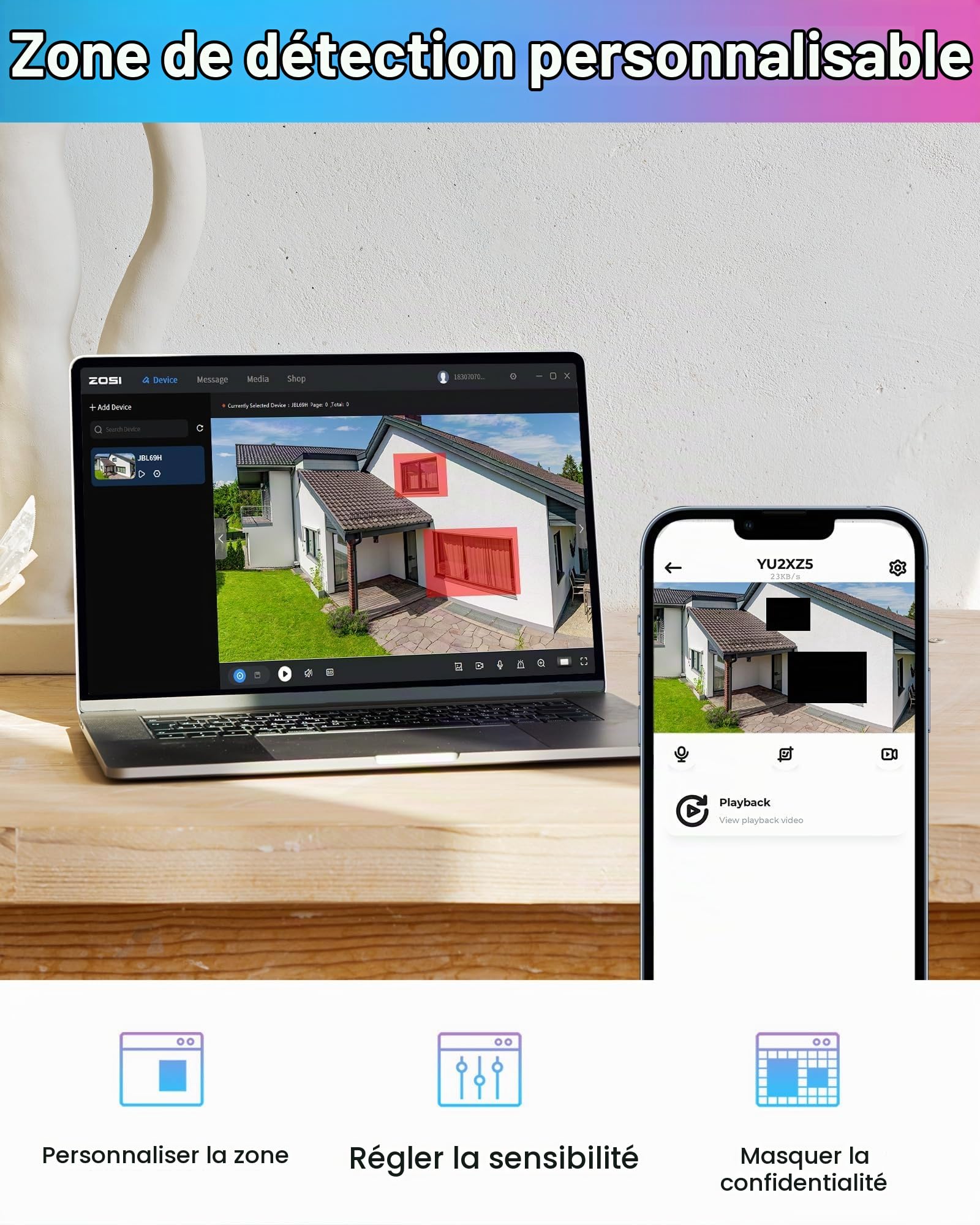 ZOSI Enregistreur DVR 8CH H.265+ 1080P pour Kit Vidéo Surveillance No HDD | Détection Personne & Véhicule, Alerte APP Gratuite, sans Disque Dur, Enregistrement 24/7 pour Vidéo Surveillance