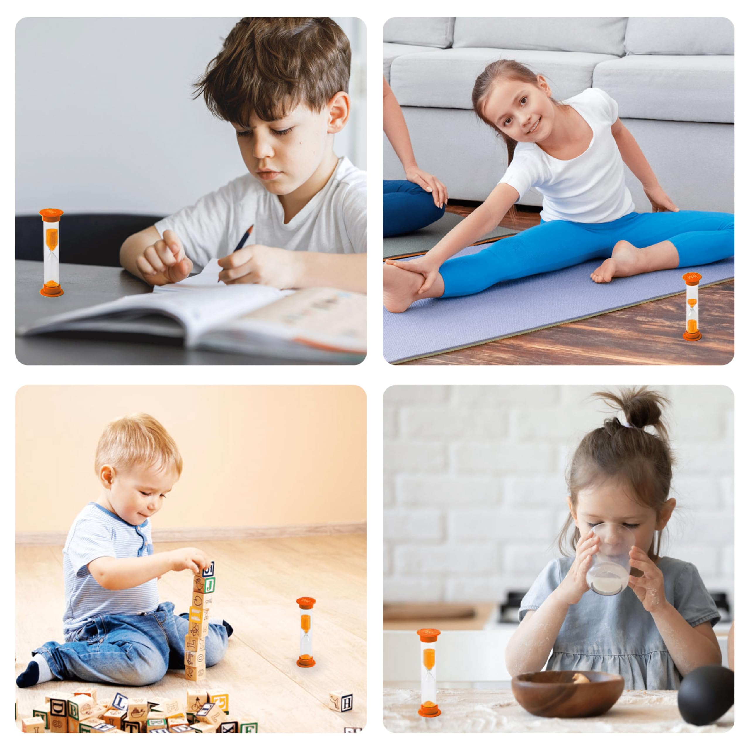 TeacherFav Sand Timer for Kids - 5 Minute Set of 4 Hour Glass - Orange Color- Acrylic Covered for Classroom Home & Kids Room - Image 3