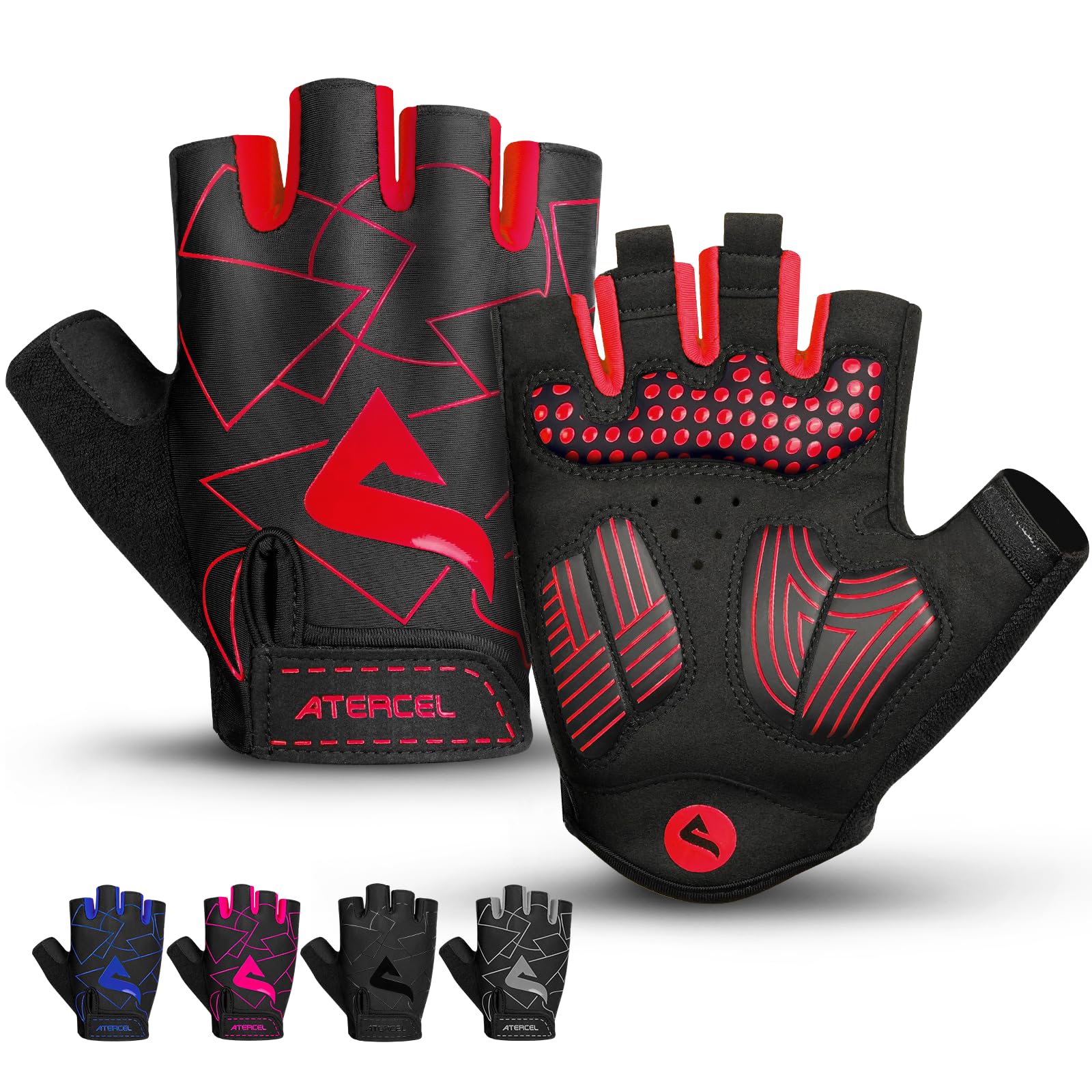 ATERCEL Fahrradhandschuhe Halbfinger für Herren Damen - Radsporthandschuhe MTB Handschuhe mit SBR-Polsterung für Radfahren, MTB, Fitness
