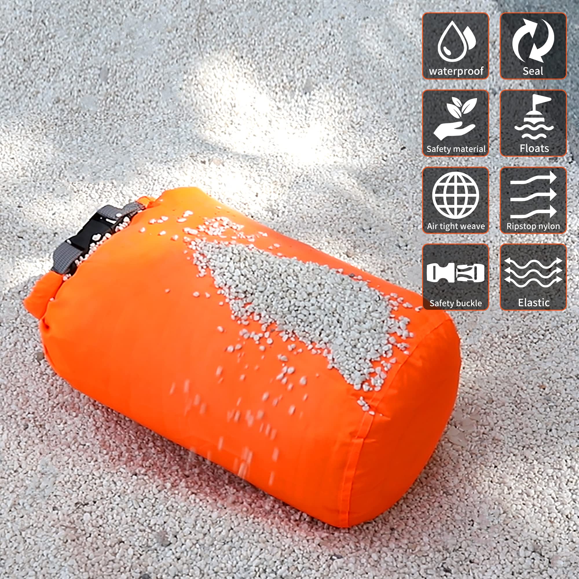 Desoto Confezione da 2 sacchetti impermeabili da 10 l/20 l/40 l/70 l, leggeri e portatili, per mantenere l'attrezzatura asciutta pulita, per kayak, palestra, escursionismo, nuoto, campeggio (verde, 20