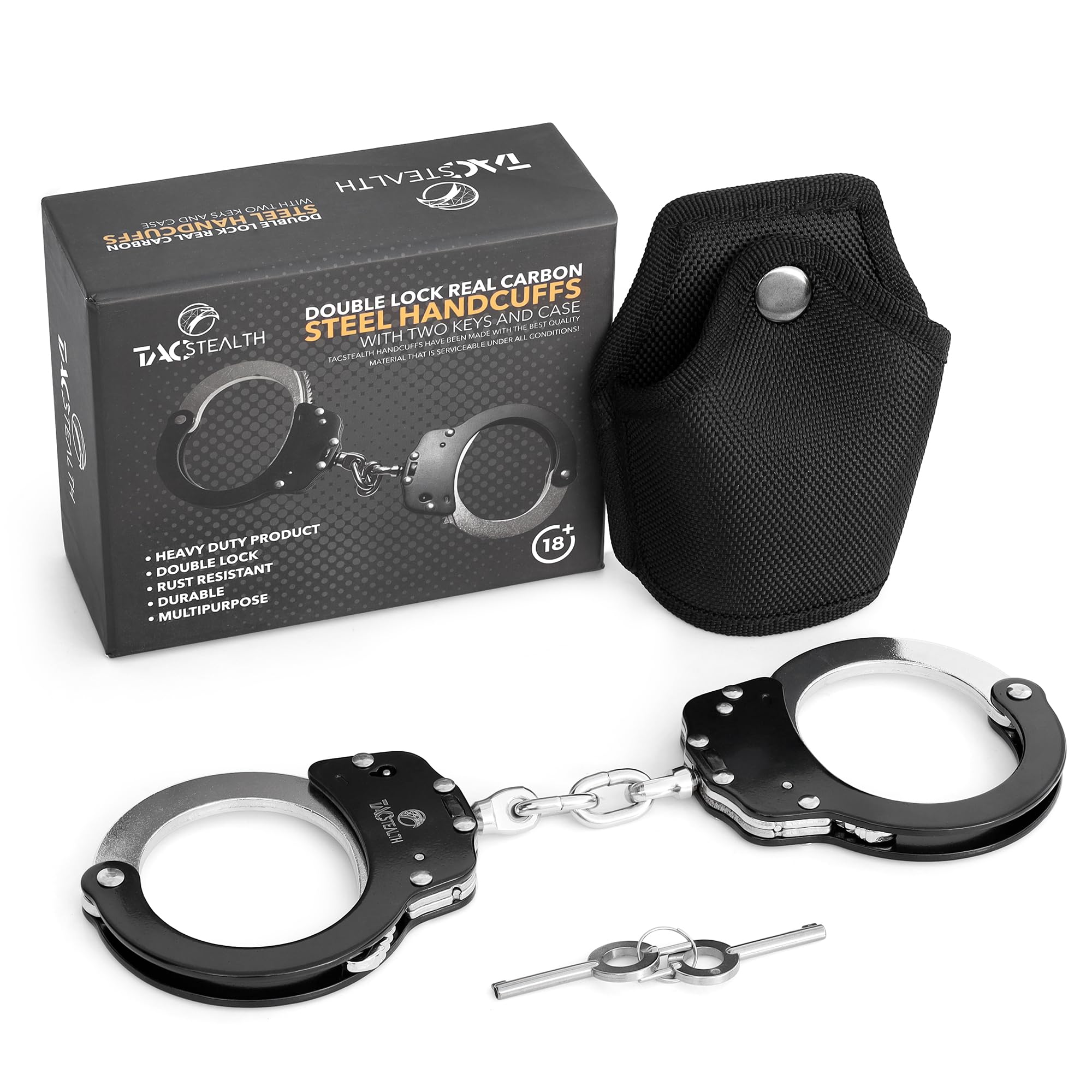 Amazon.com : TacStealth Handcuffs with Two Keys & Case| Heavy Duty