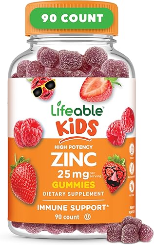 Gomitas de zinc realistas para niños, 25 mg, suplemento de gomitas de gran sabor natural, vitaminas – Sin gluten vegetariano sin OMG masticables –