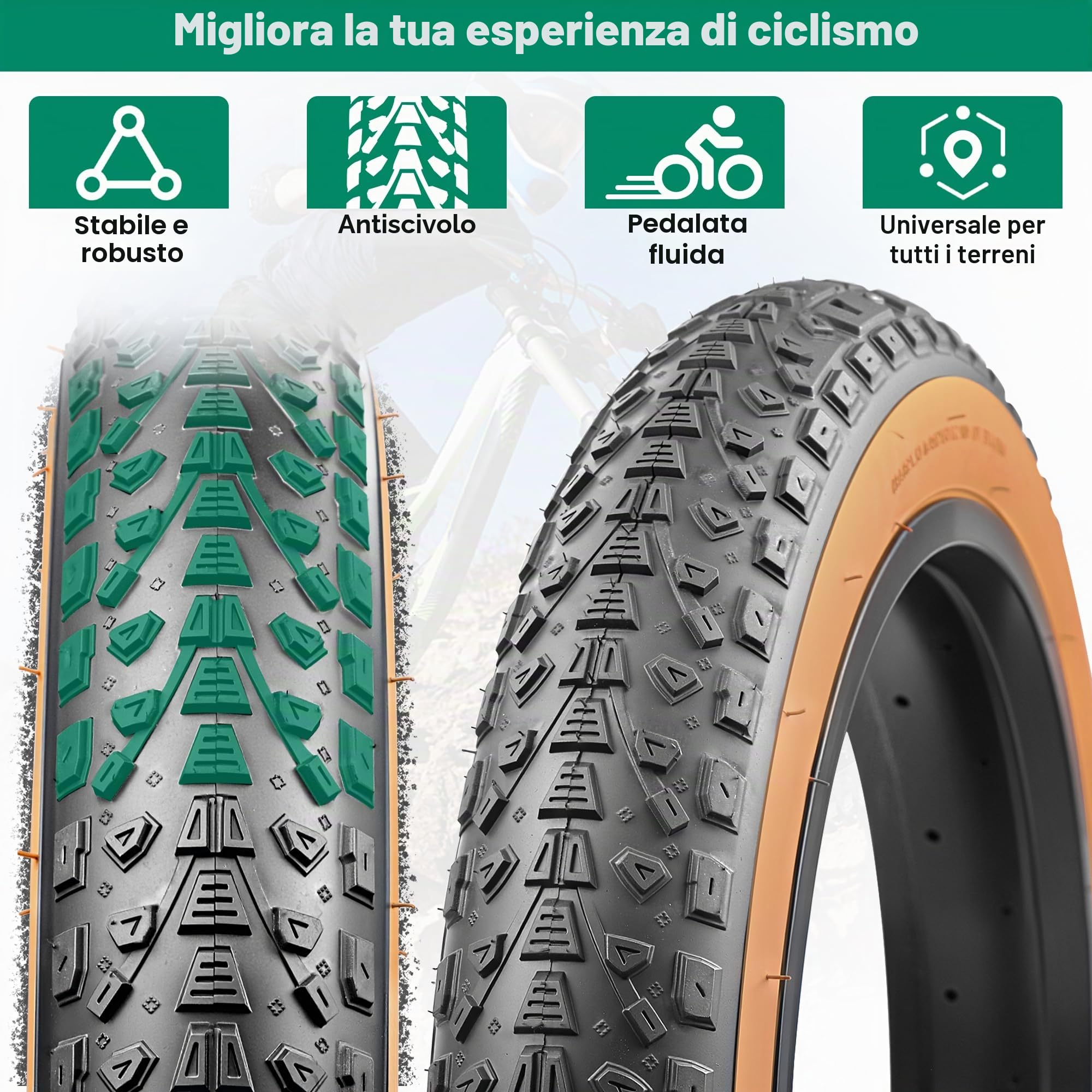 Pneumatici da bicicletta Fat E-Bike- Tires75-305/75-406/75-559 con profilo antiscivolo per biciclette elettriche