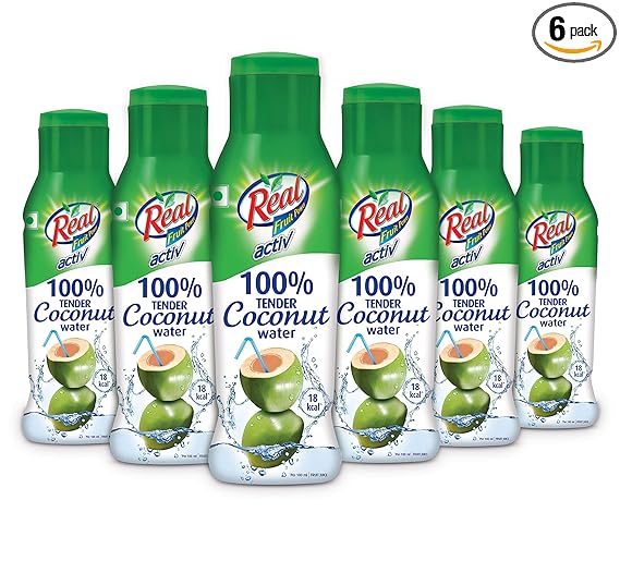 DABUR Real Activ 100% Tender Coconut Water with No Added Sugars or Artifical Flavours - 200ml ( Pack of 6)