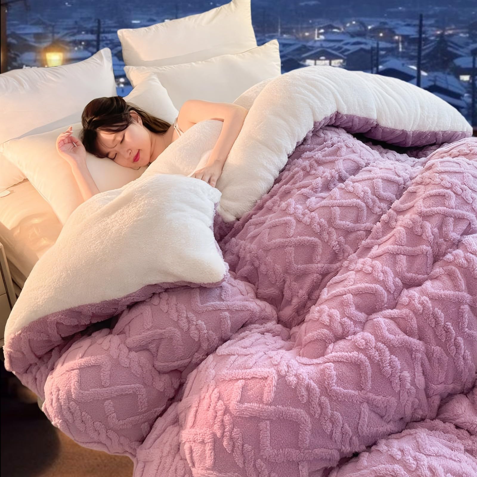 XHCTNN Edredon Borreguito Cama - Colcha Invierno Cama 135 - Lujo CáLido Colcha Algodon Cama 150 180 200 240 Cm, 3~5 Kgs, MáS Colores, Lavable A MáQuina(A,200 * 230cm/4.0kg)