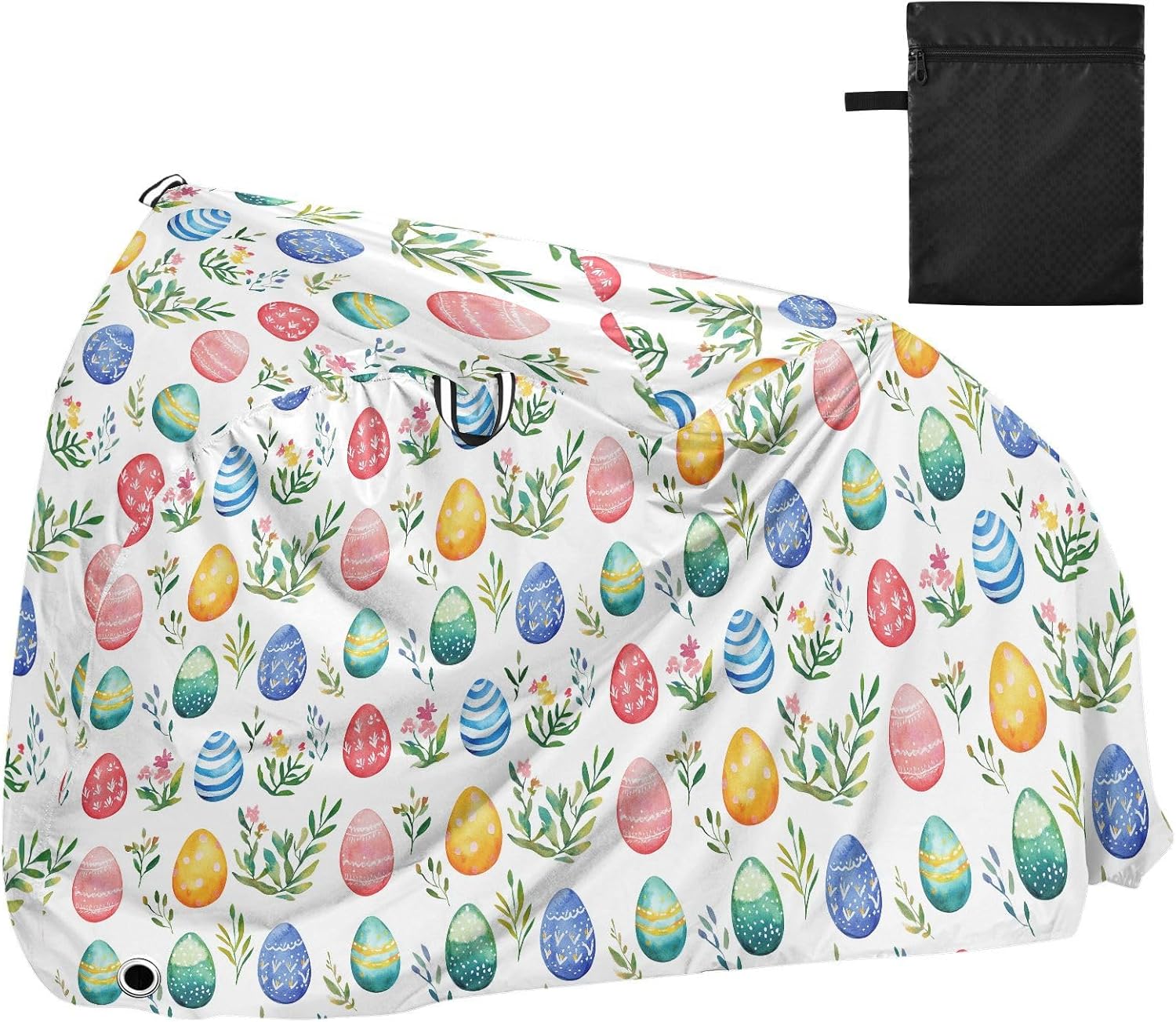 ALAZA Watercolor Easter Eggs Bike Cover Waterproof Outdoor Ebike Bicycle Covers Tarp Protection for 1/2 Bikes, Sun UV Dust Wind Proof